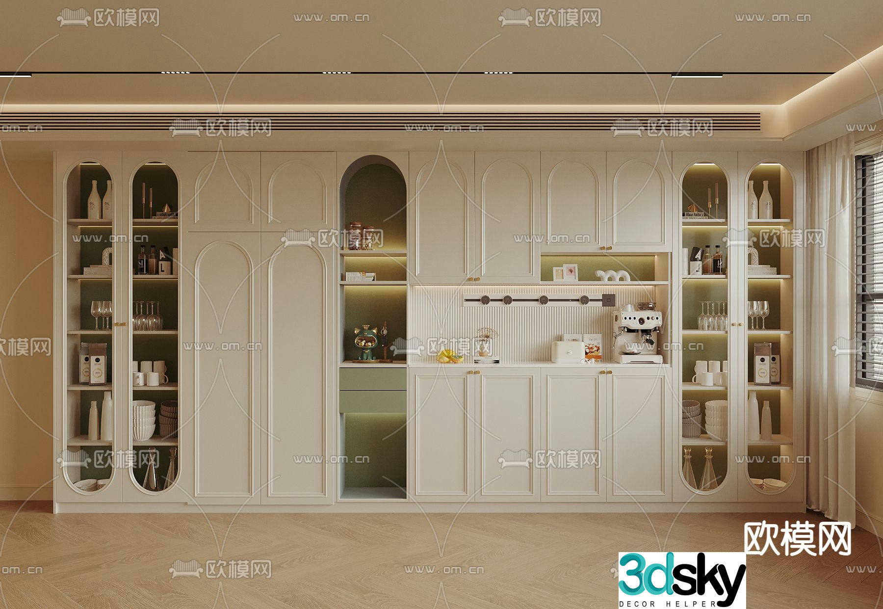 French sideboard wine cabinet 3d model