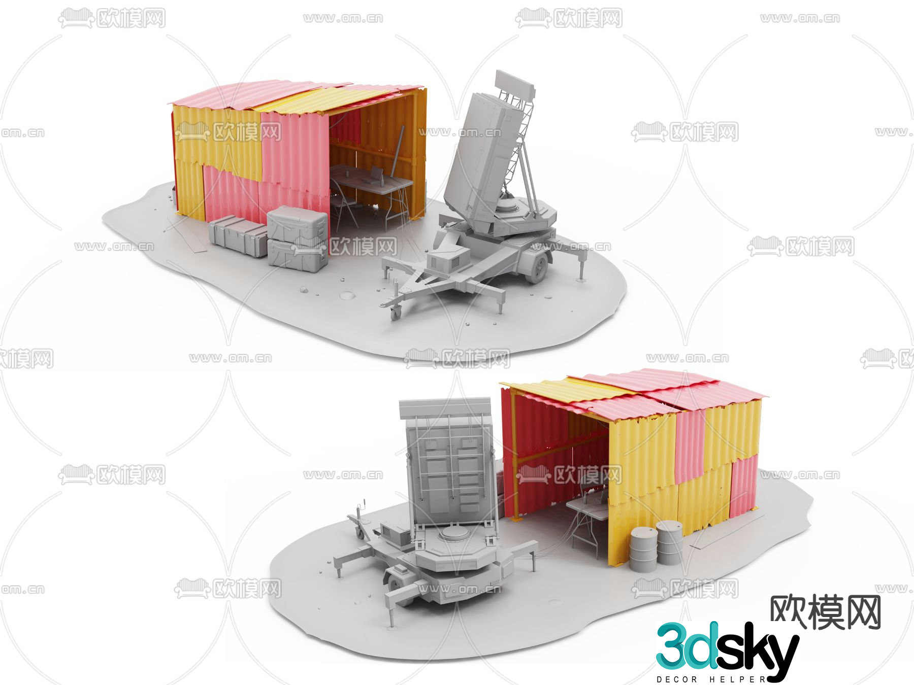 Microscopic scene abandoned weapon device landscape sculpture 3D model