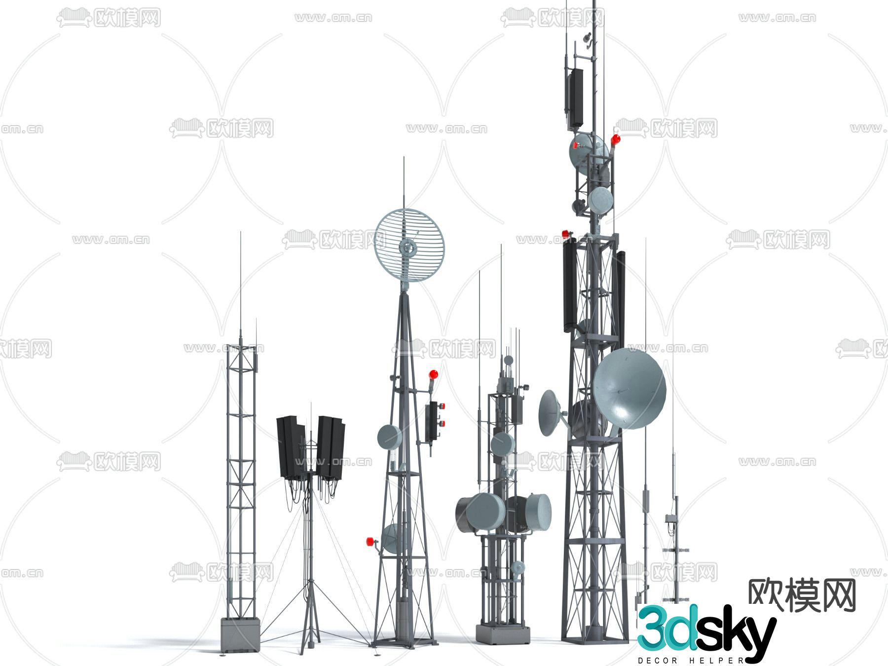 antenna signal tower communication tower 3d model