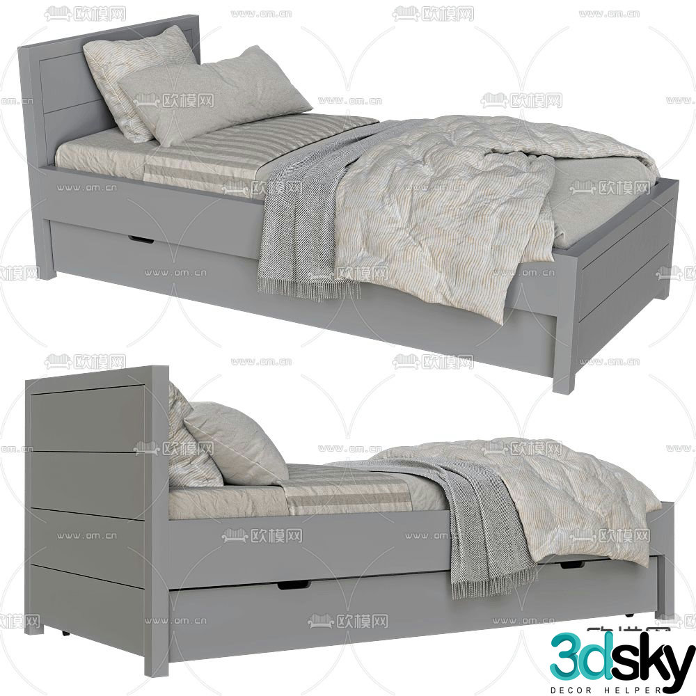 SIMONE modern single children’s bed 3d model