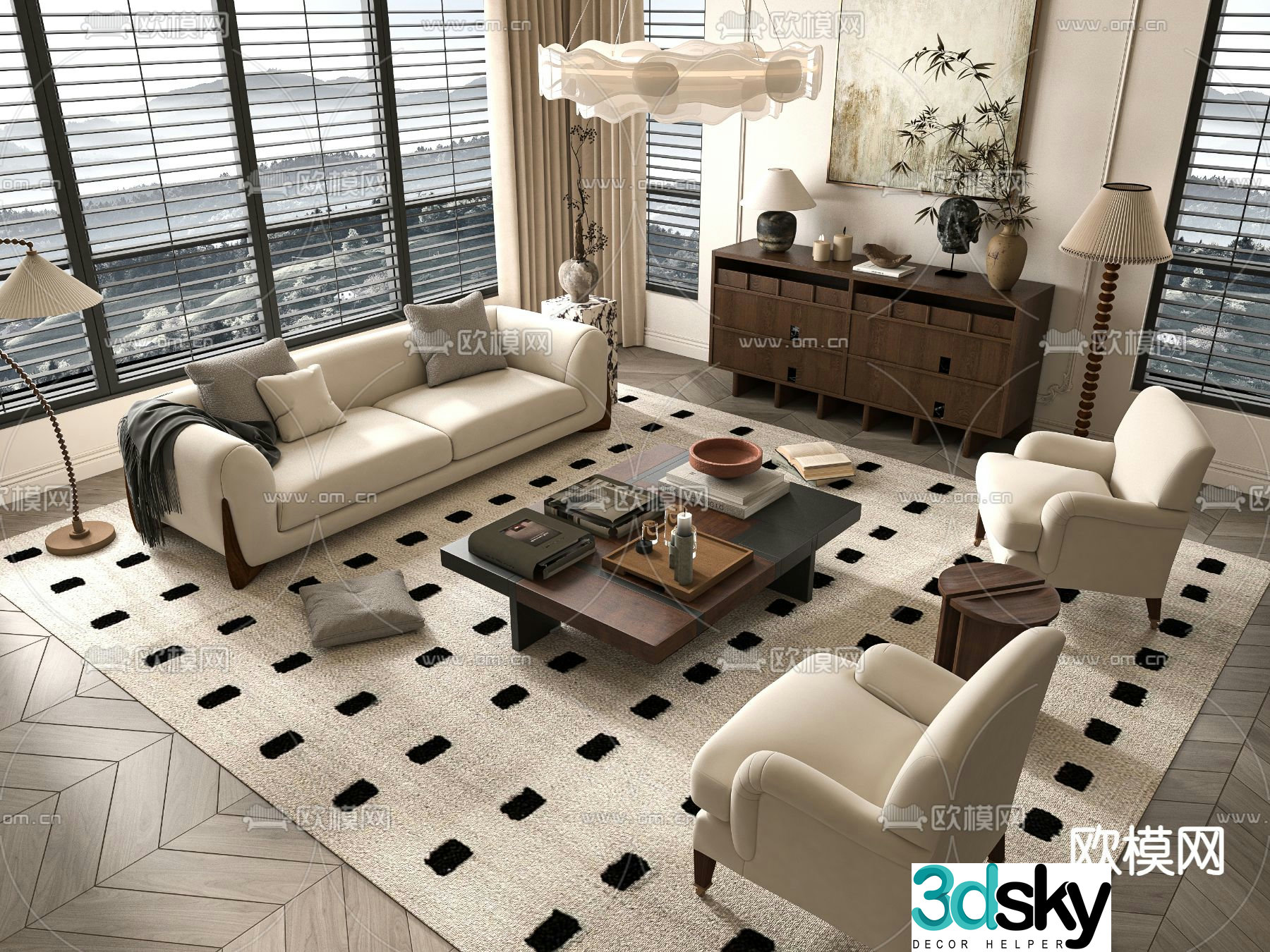 French sectional sofa 3d model