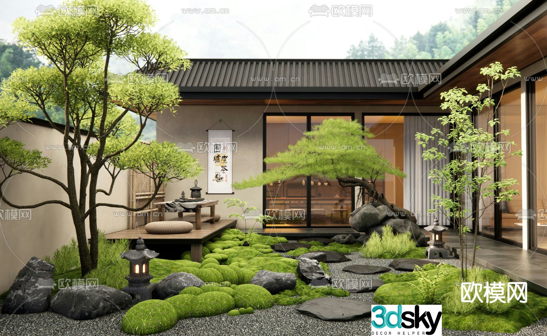 Courtyard landscape patio garden 3d model