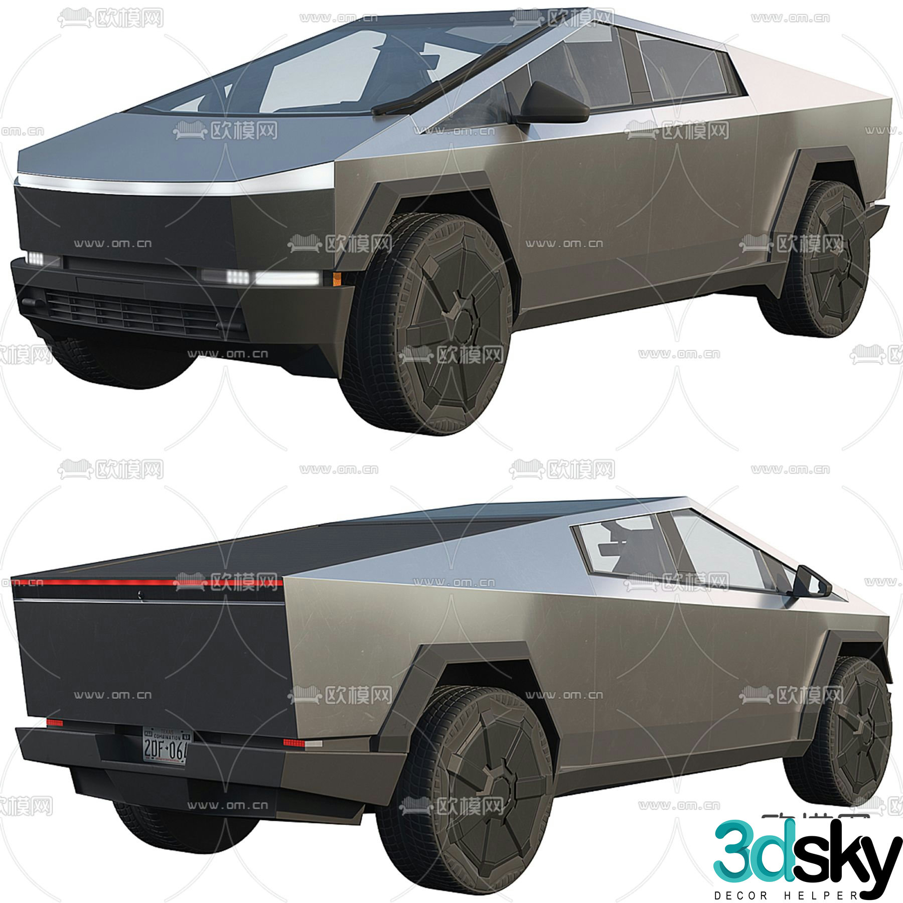 Tesla Motors Electric Pickup Car 3D Model