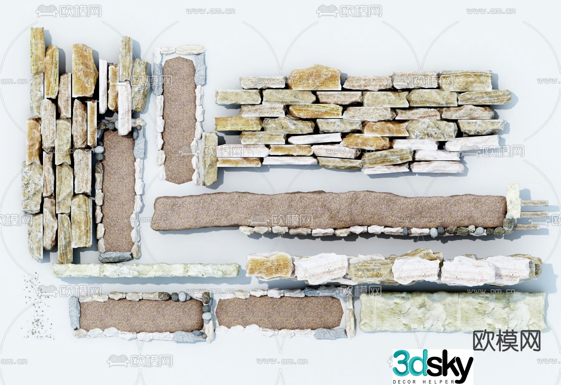 Stone wall rough stone wall stone landscape wall 3d model