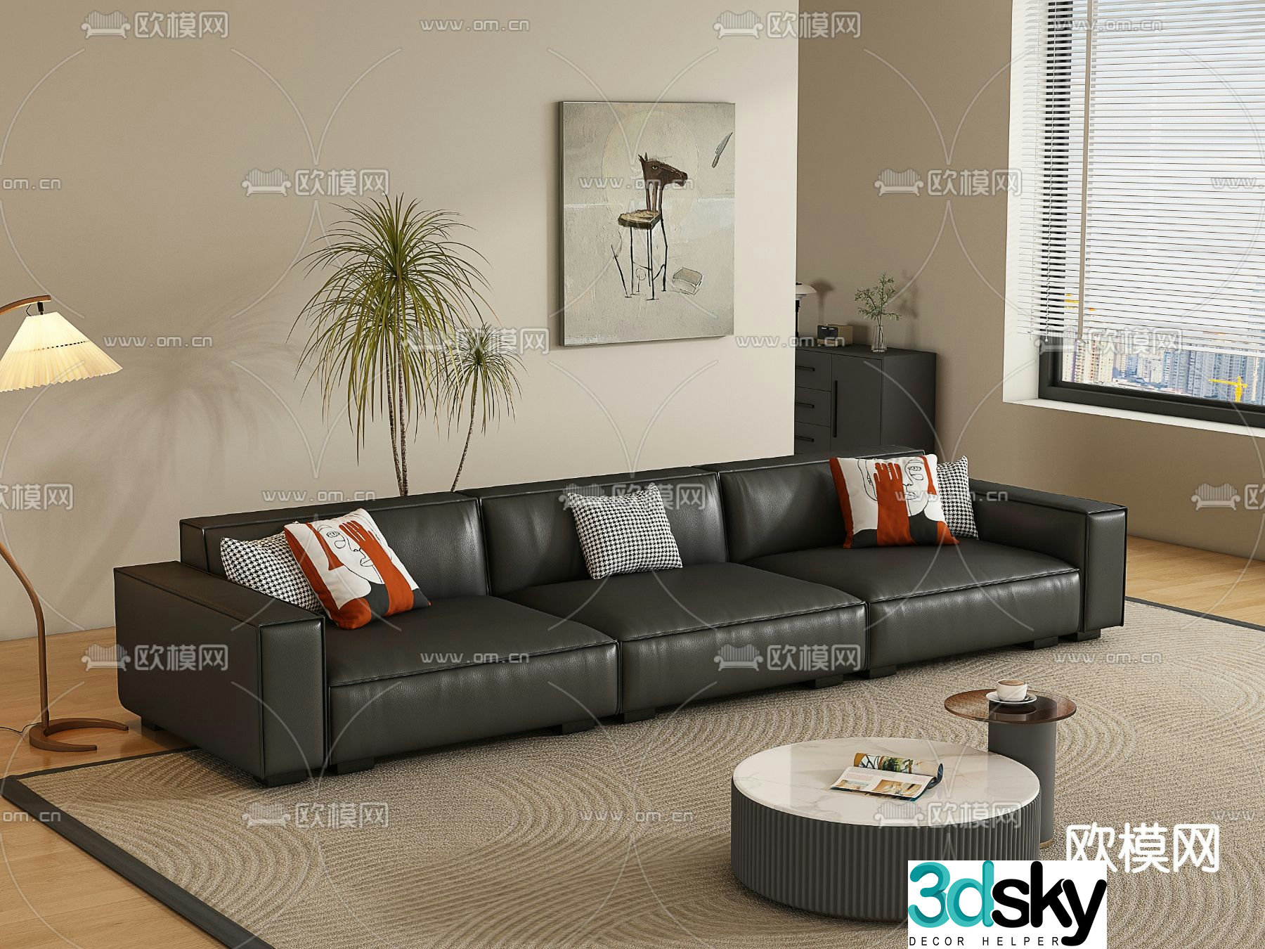 Italian multi-person sofa 3D model
