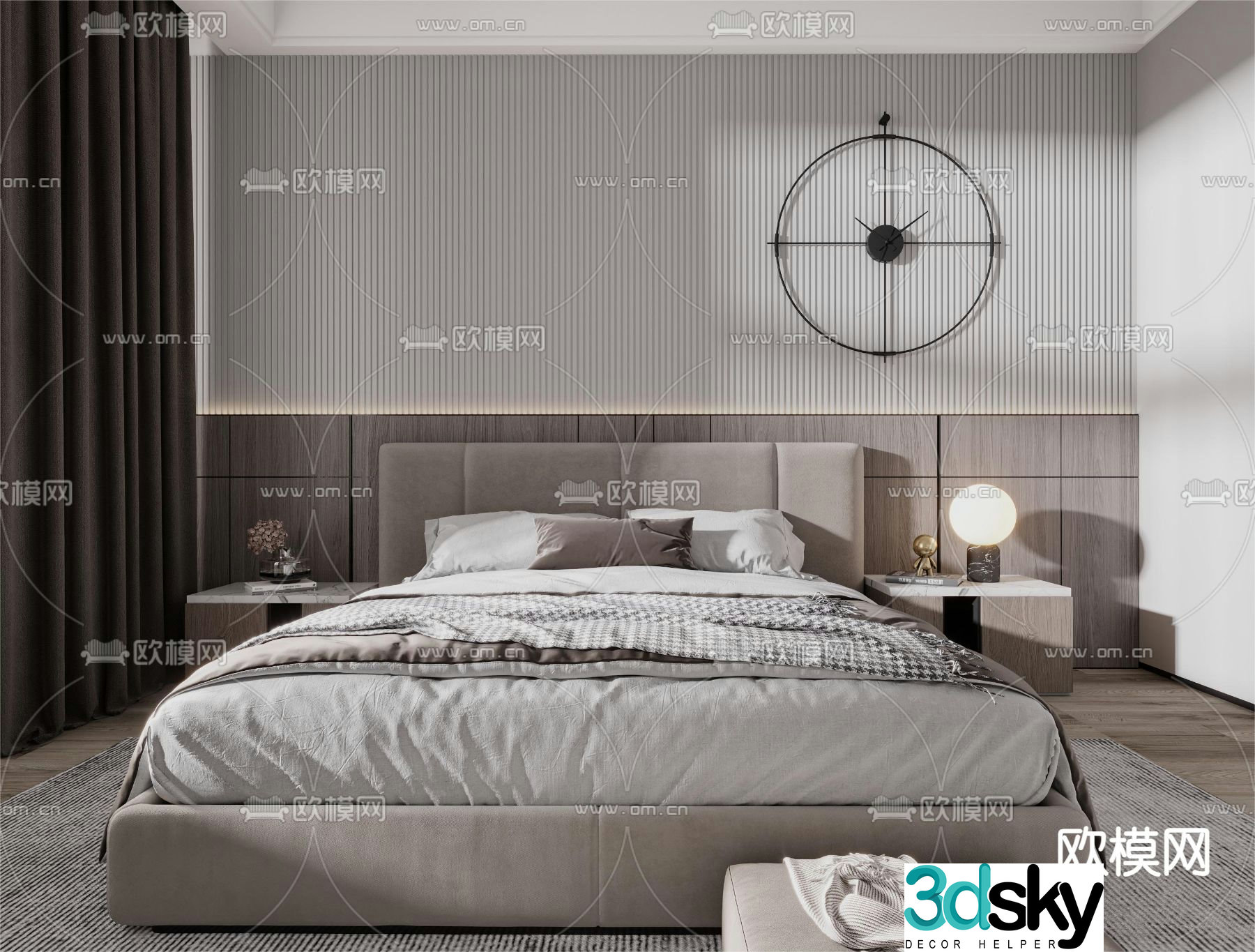 Modern double bed 3d model
