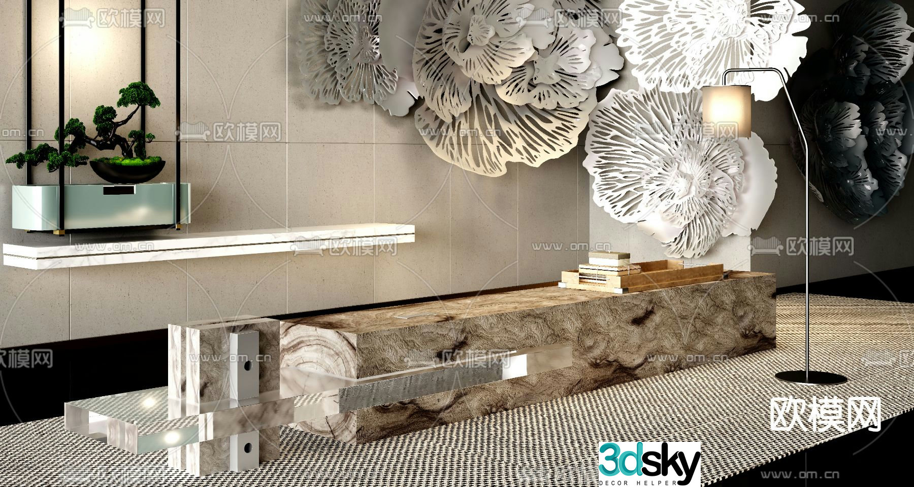 Modern bench stool 3d model