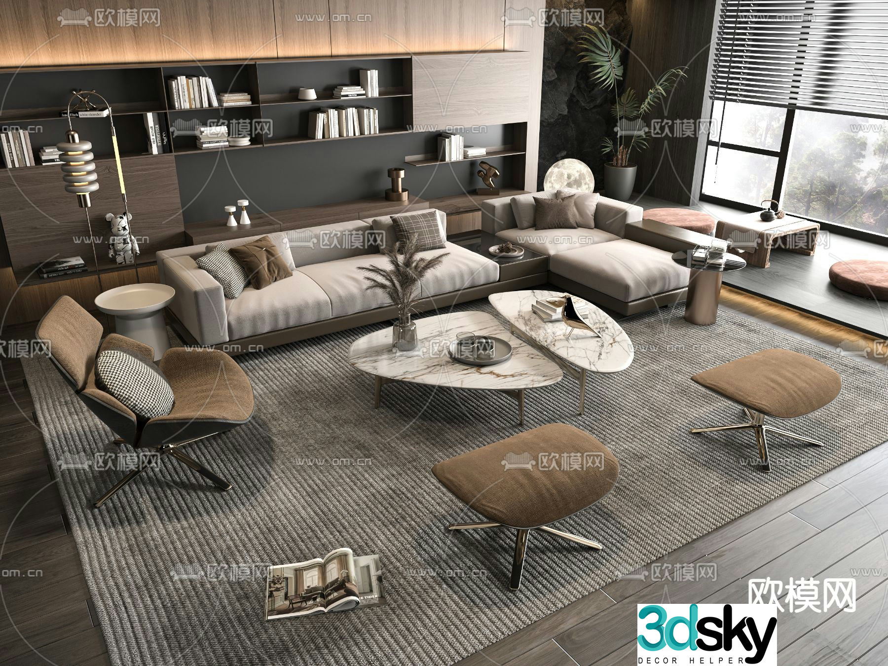 Italian style modular sofa corner sofa 3d model