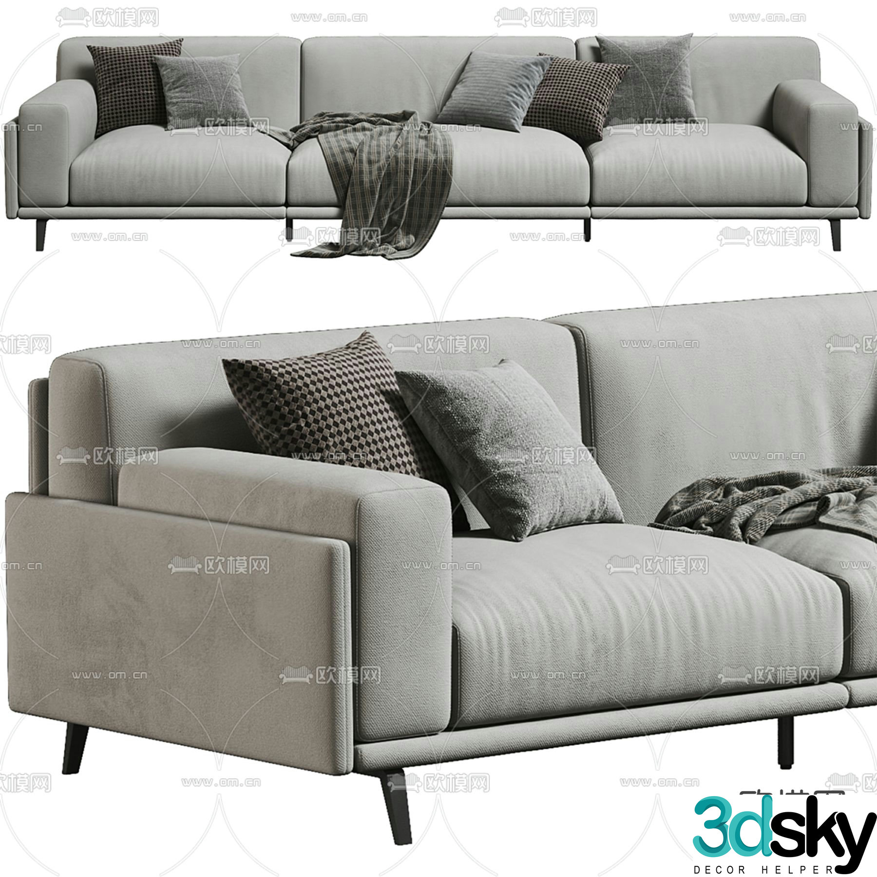 Italian three-seat sofa 3D model