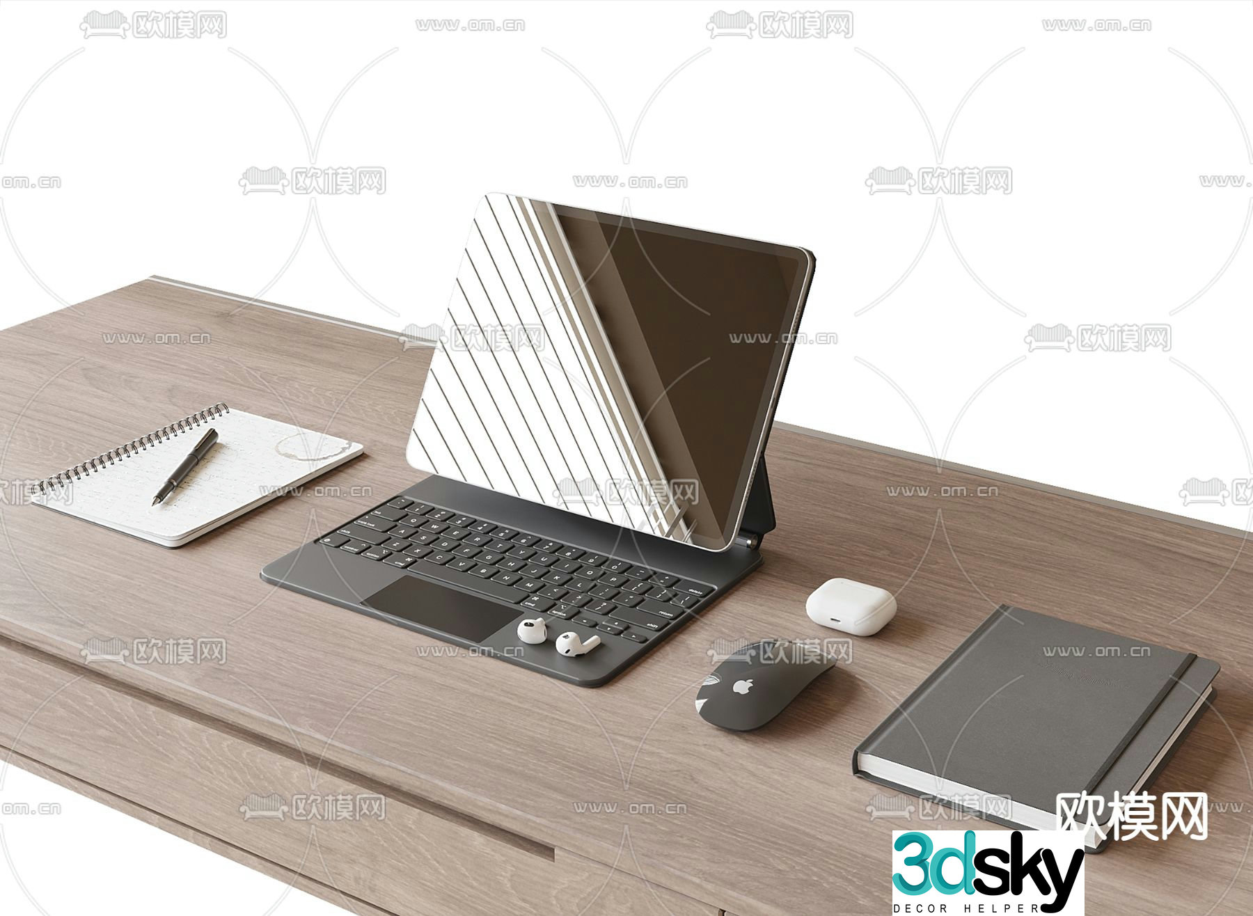 Office Supplies Desktop Ornaments Laptop Computer Notebook 3D Model