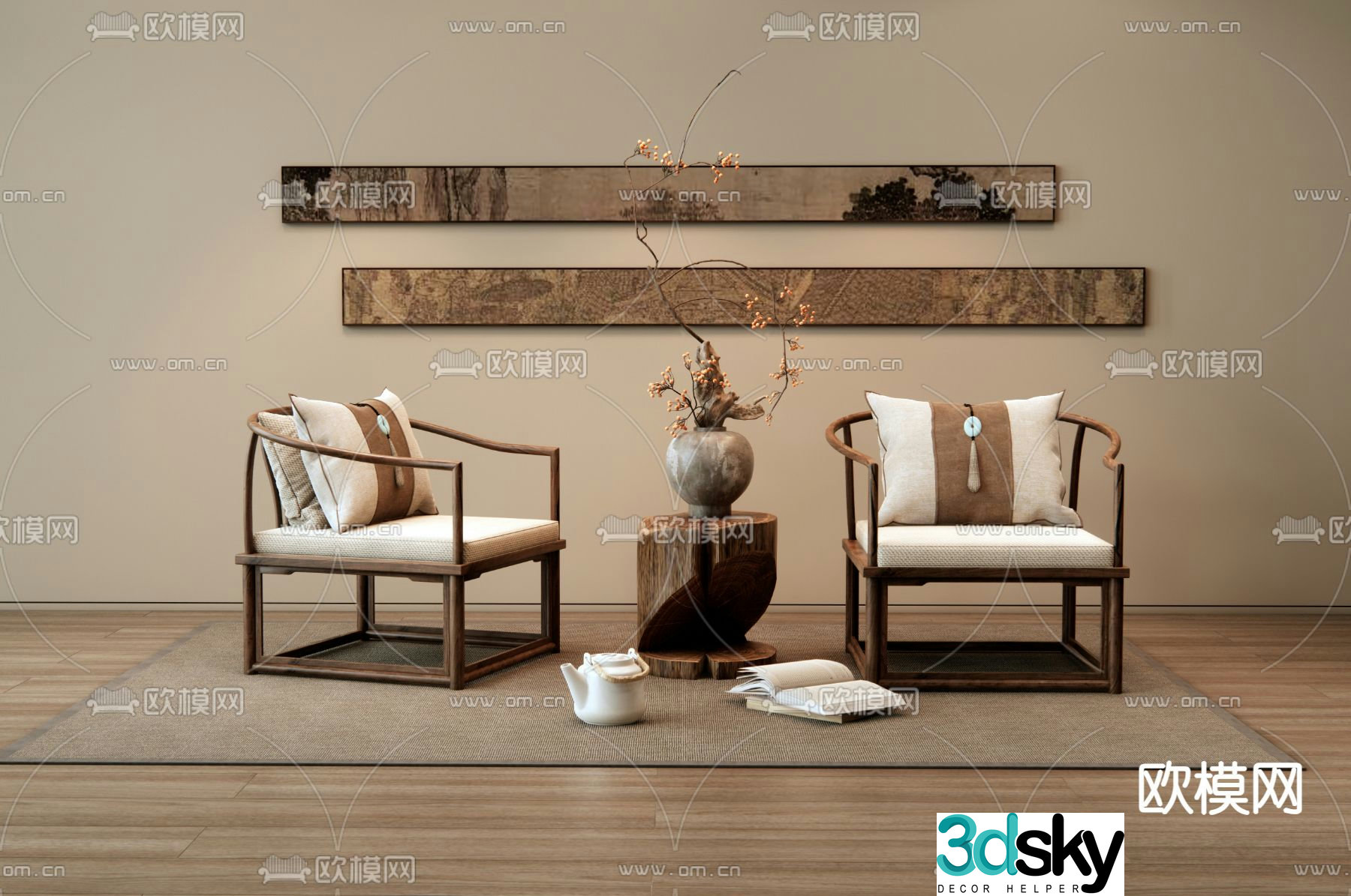 New Chinese style leisure chair chair 3d model