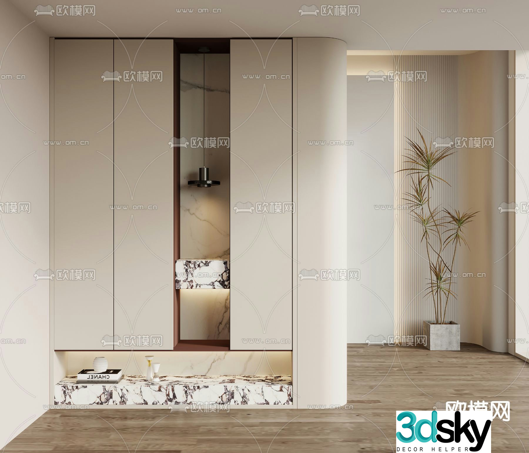 Modern home entrance shoe cabinet 3D model
