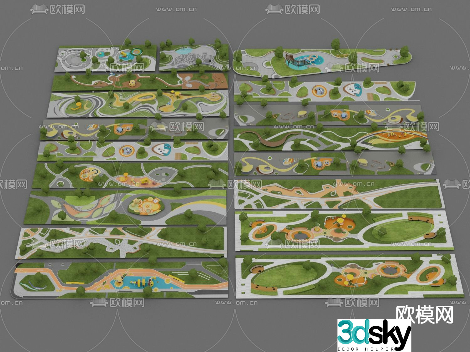 Modern children’s park amusement park micro terrain 3d model