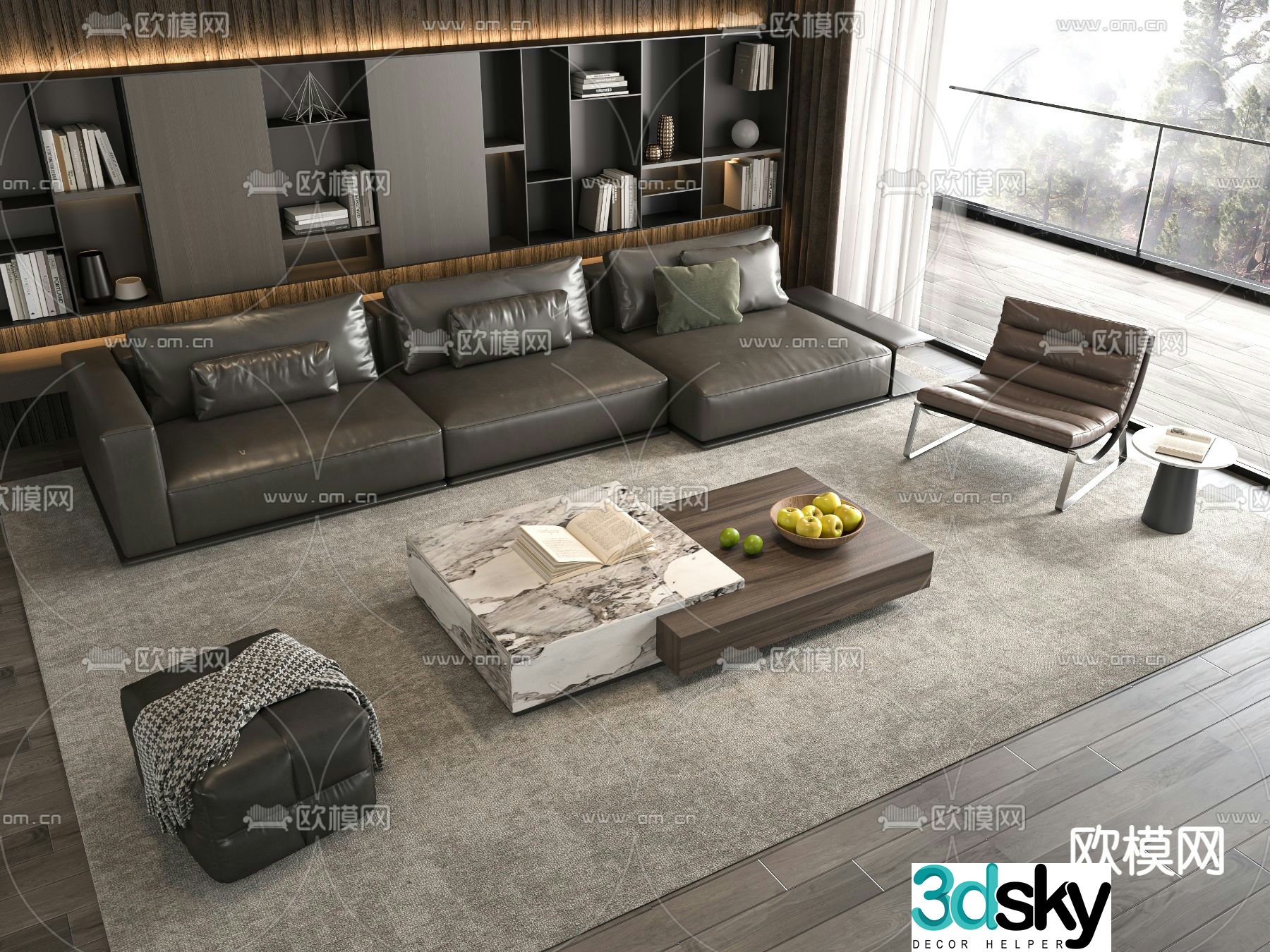 Italian sectional sofa 3d model