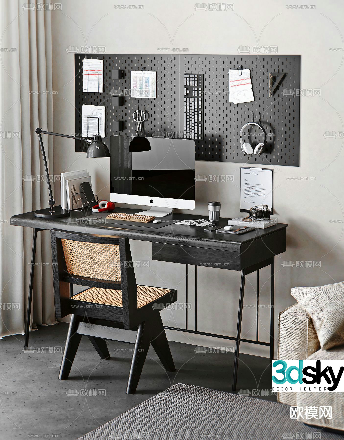 Medieval style desk computer desk 3d model