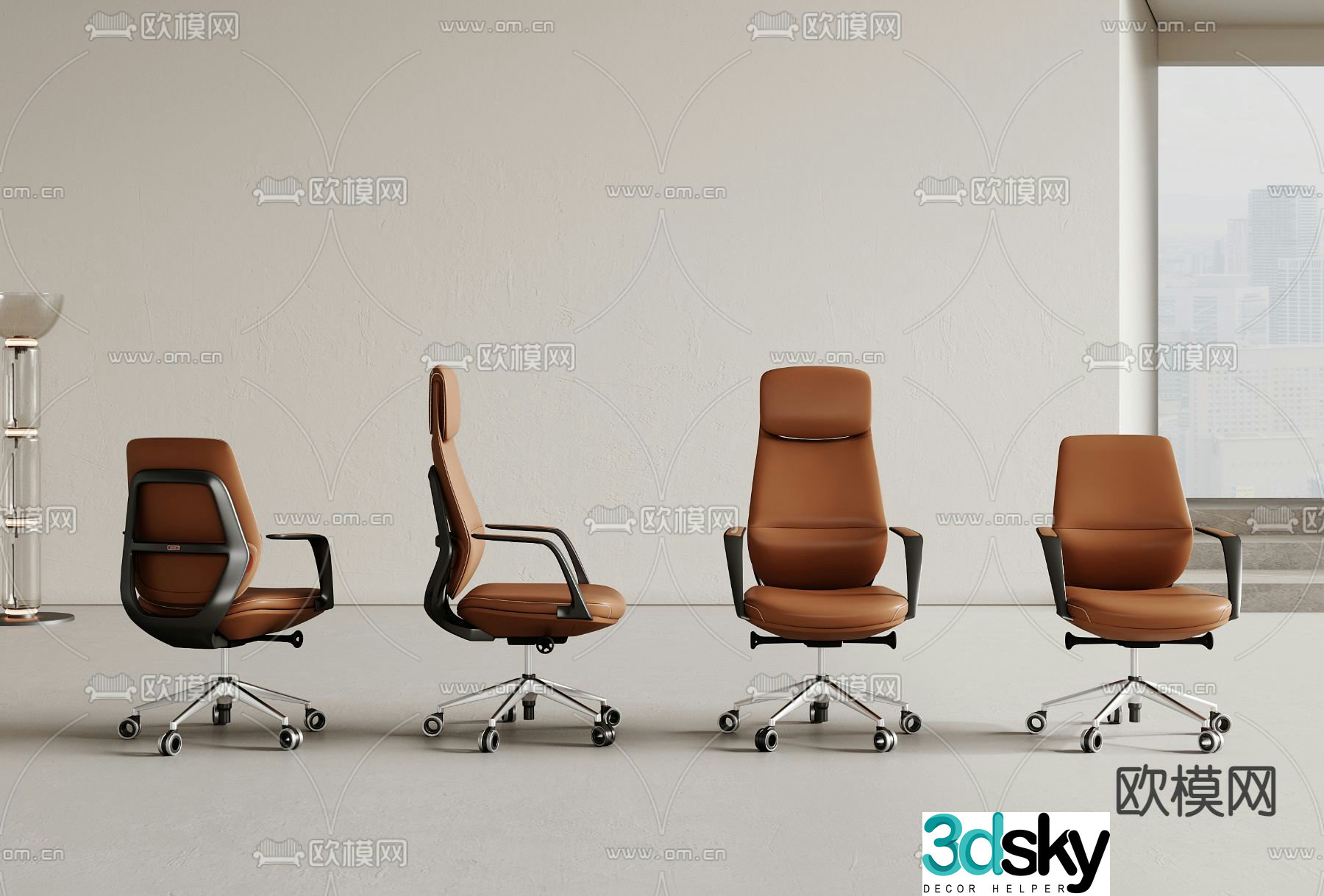 Leather office chair staff chair executive chair 3d model