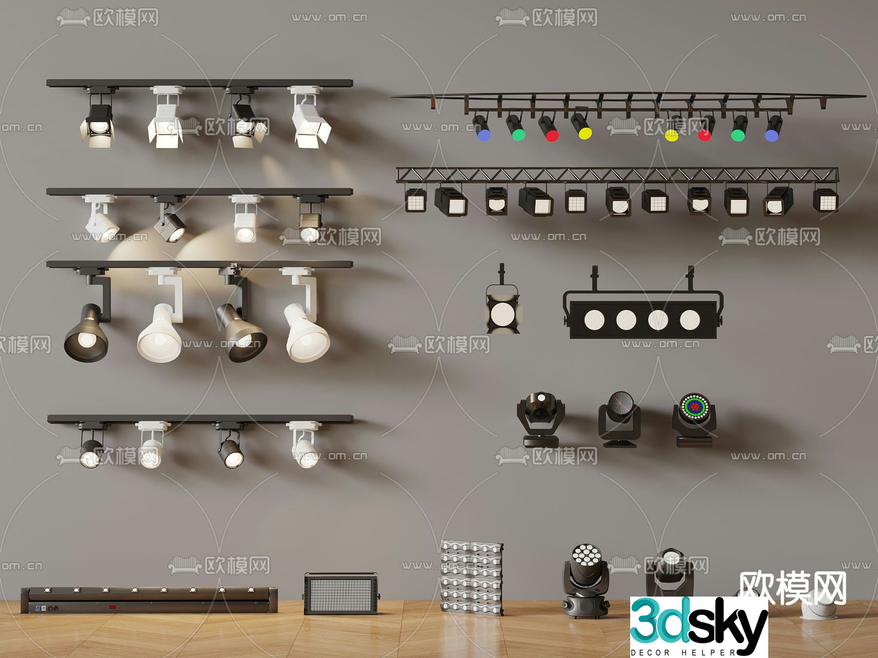 Modern stage light track light spotlight 3d model