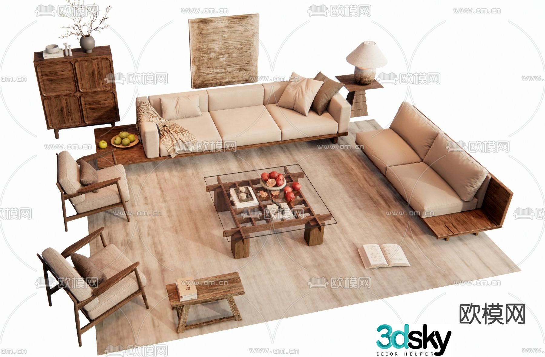 Medieval style modular sofa 3D model
