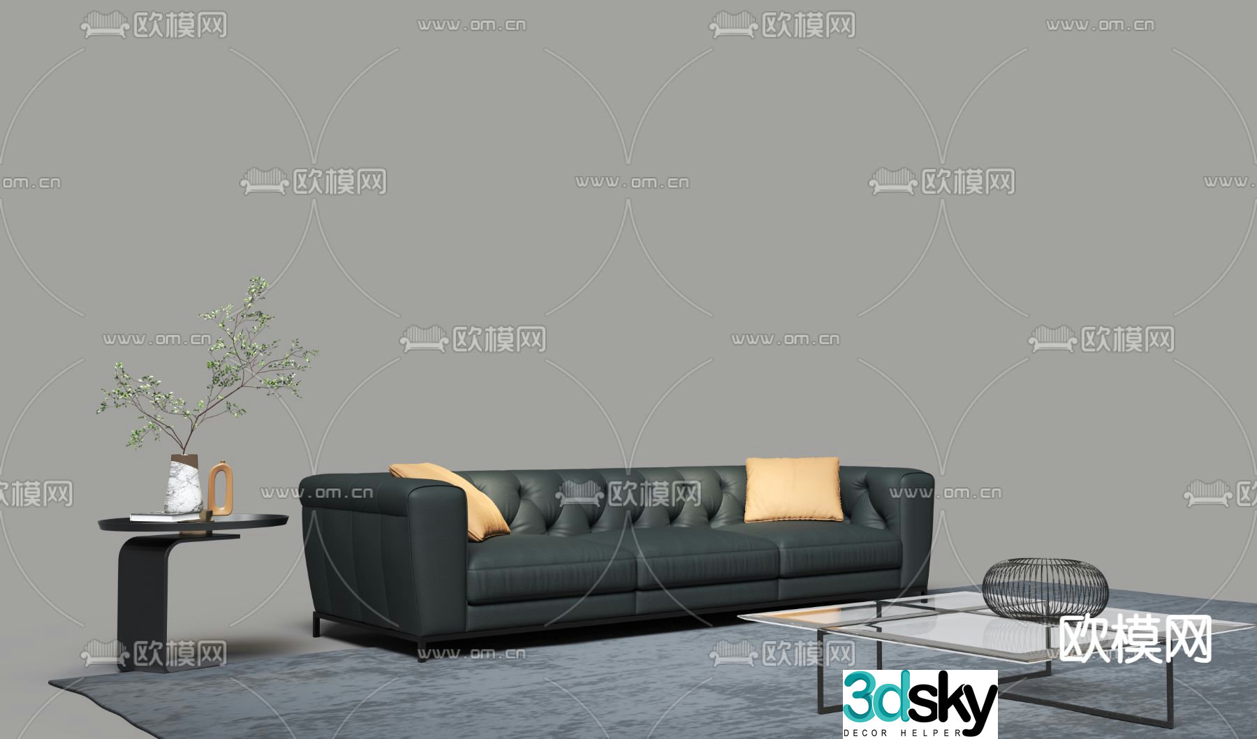 Three seater sofa leather sofa 3d model
