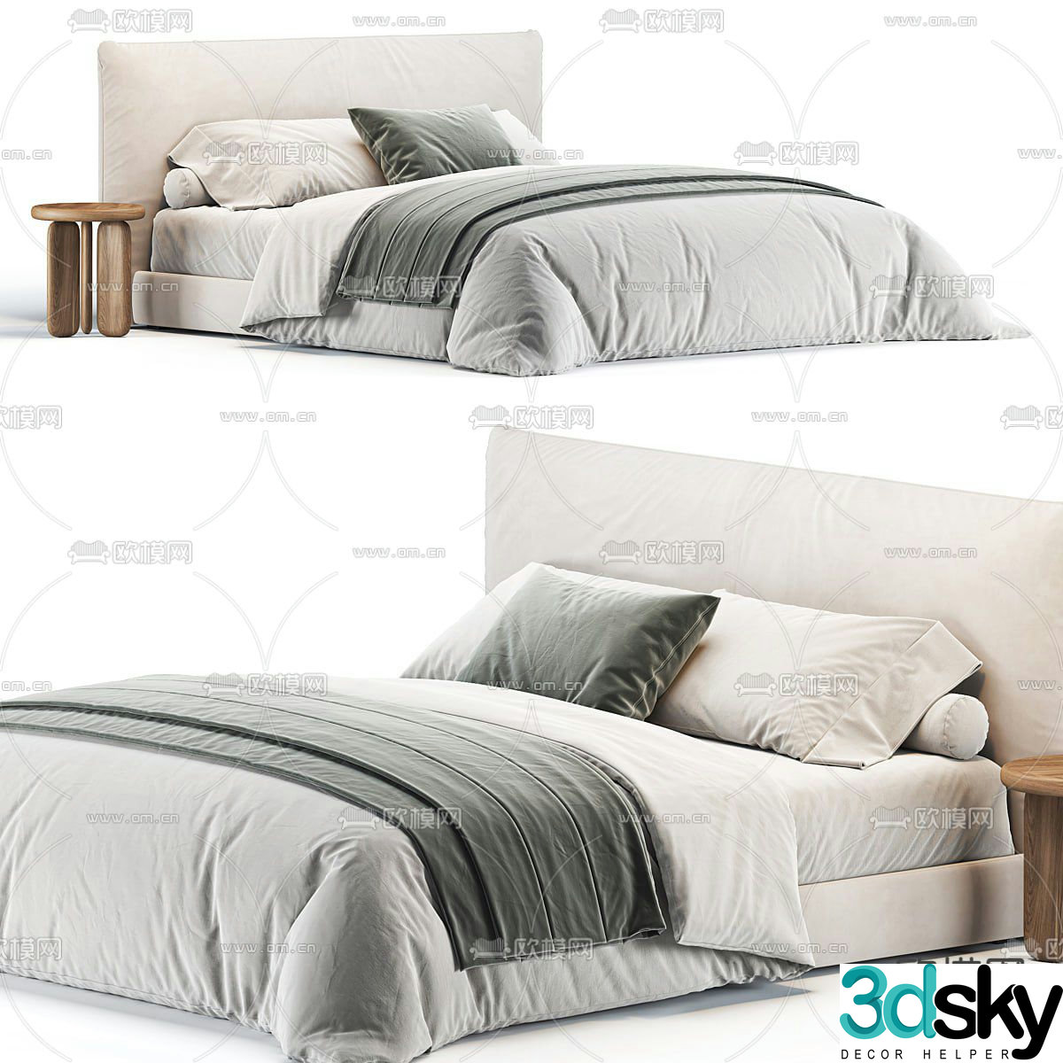 Modern double bed 3d model