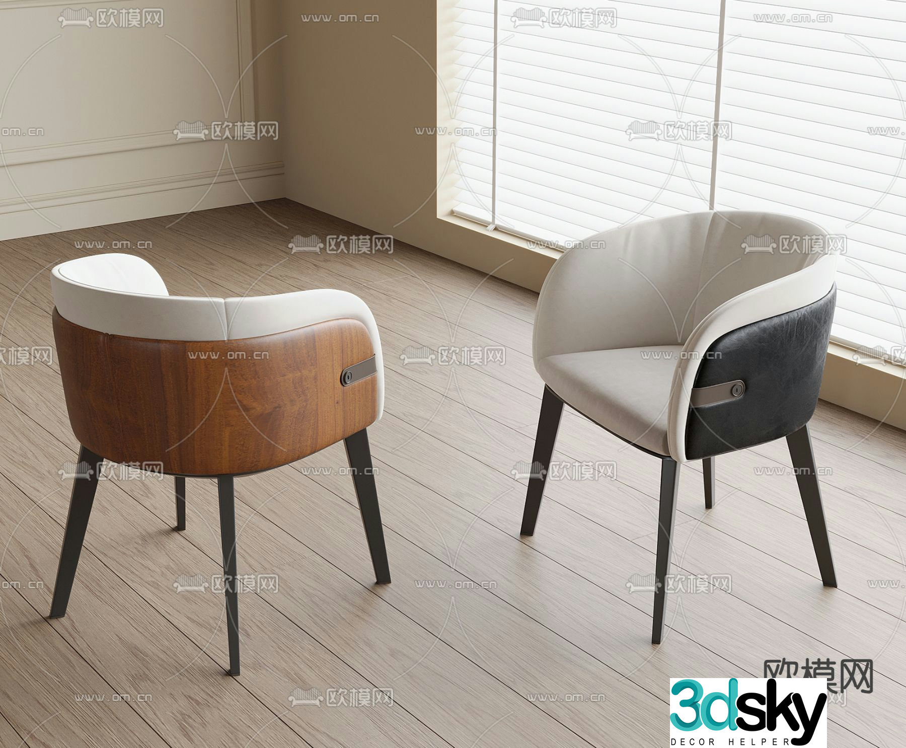 Modern dining chair single chair 3d model