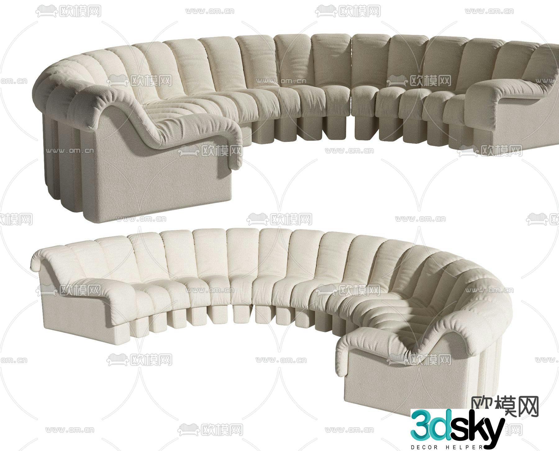 Modern curved sofa multi-person sofa 3d model