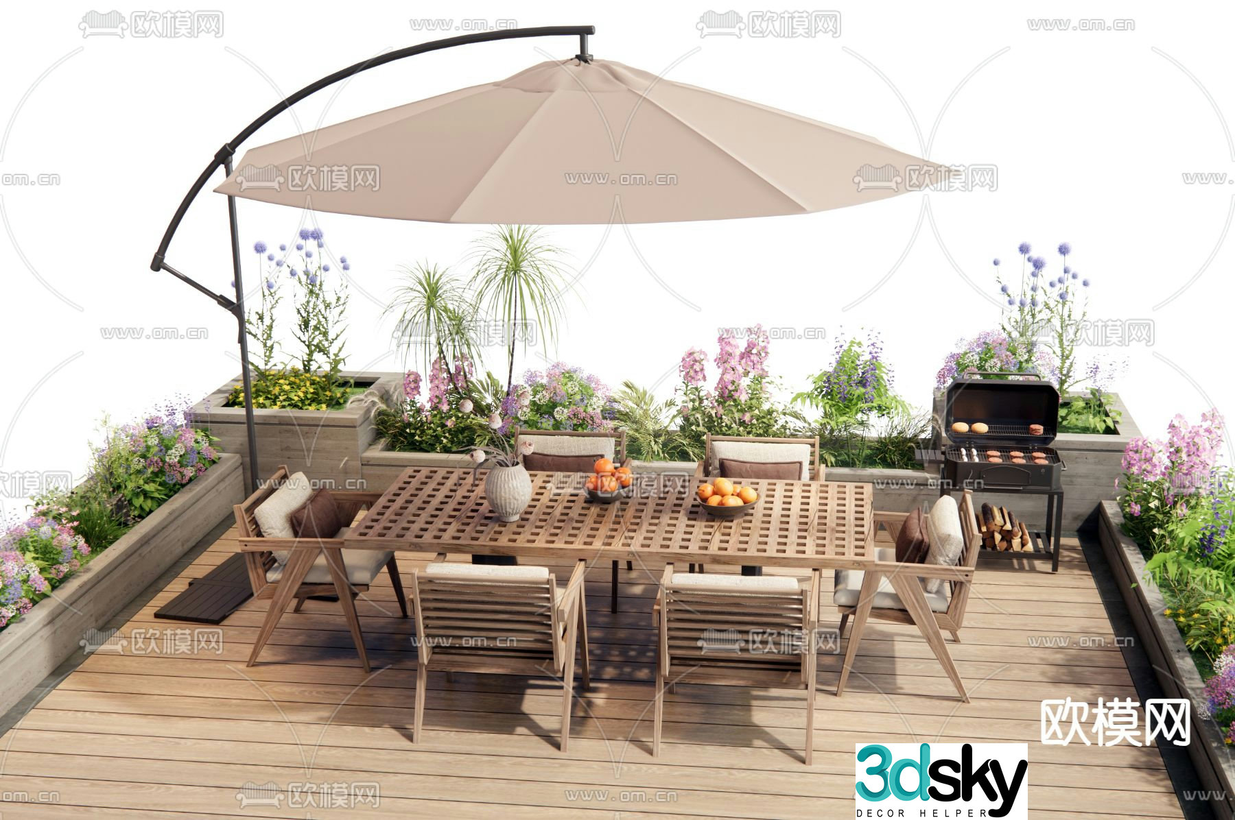 Outdoor tables and chairs courtyard tables and chairs 3d model