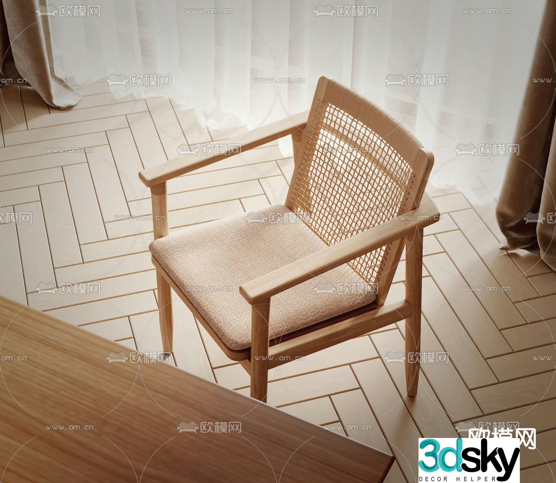 Nordic rattan leisure chair 3d model