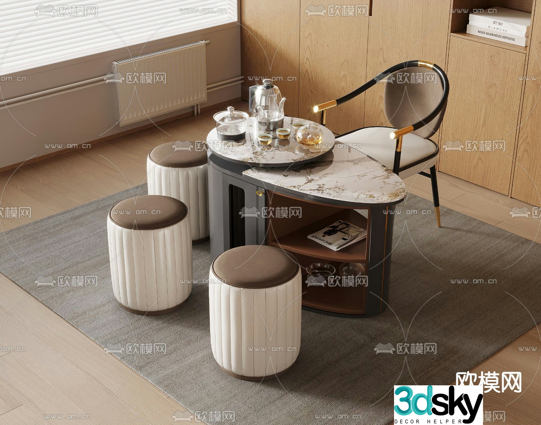 Light luxury tea table tea table 3d model