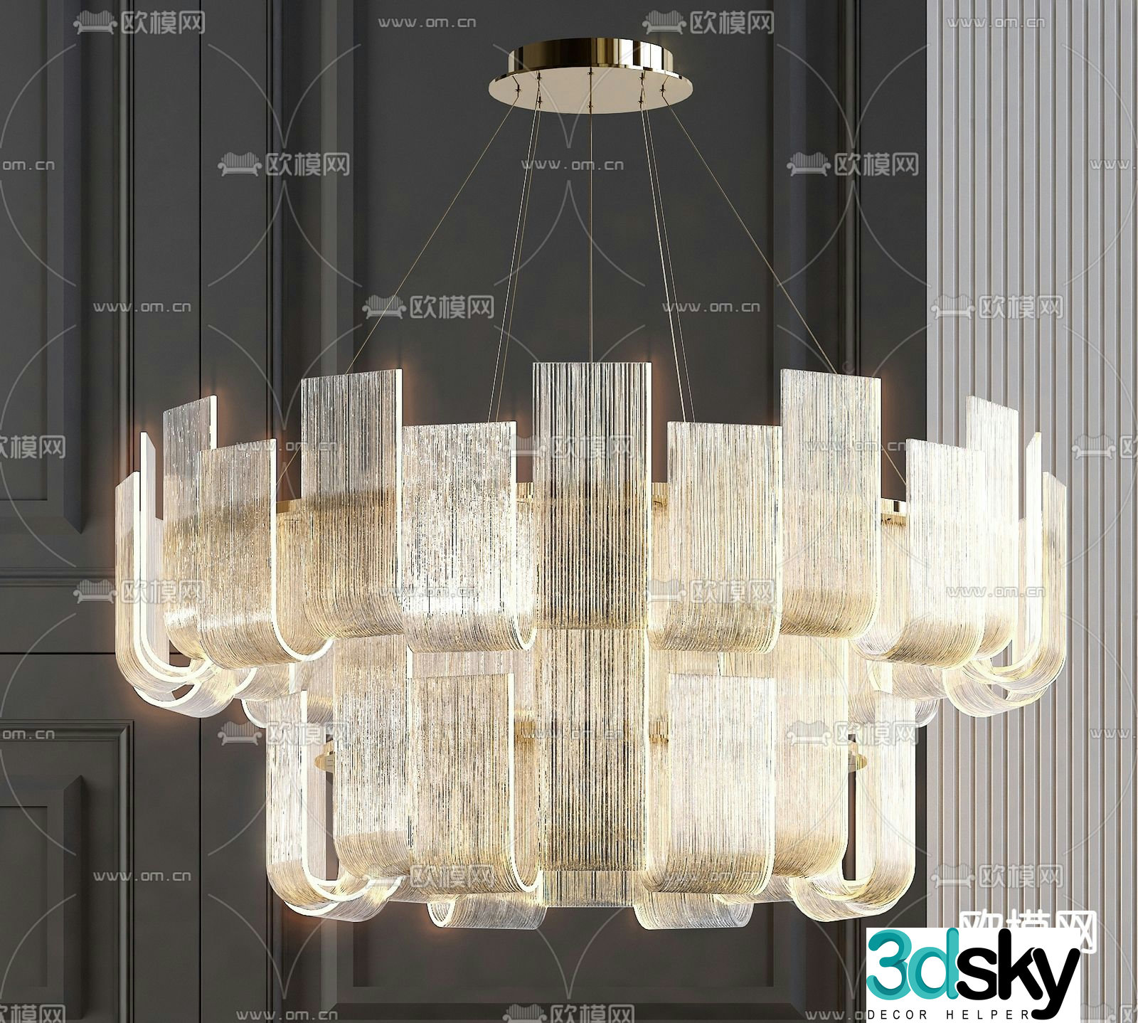 Light luxury chandelier crystal lamp 3d model