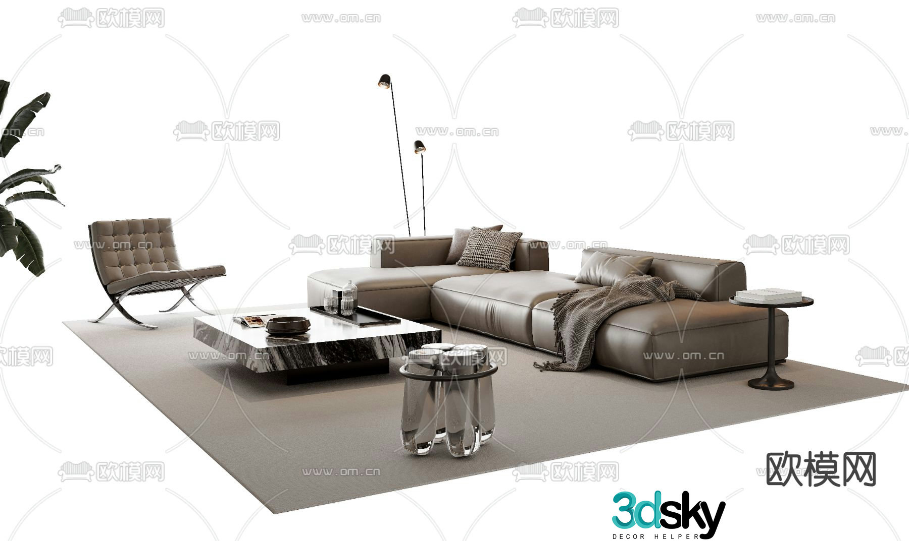 Italian sofa modular sofa 3d model