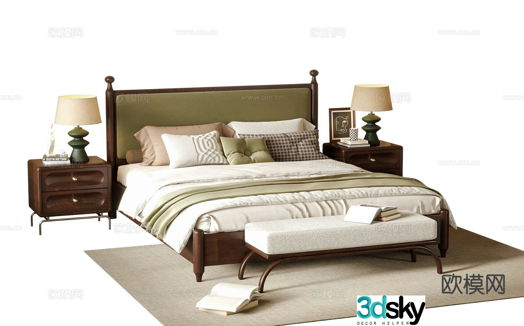 Medieval style double bed 3d model