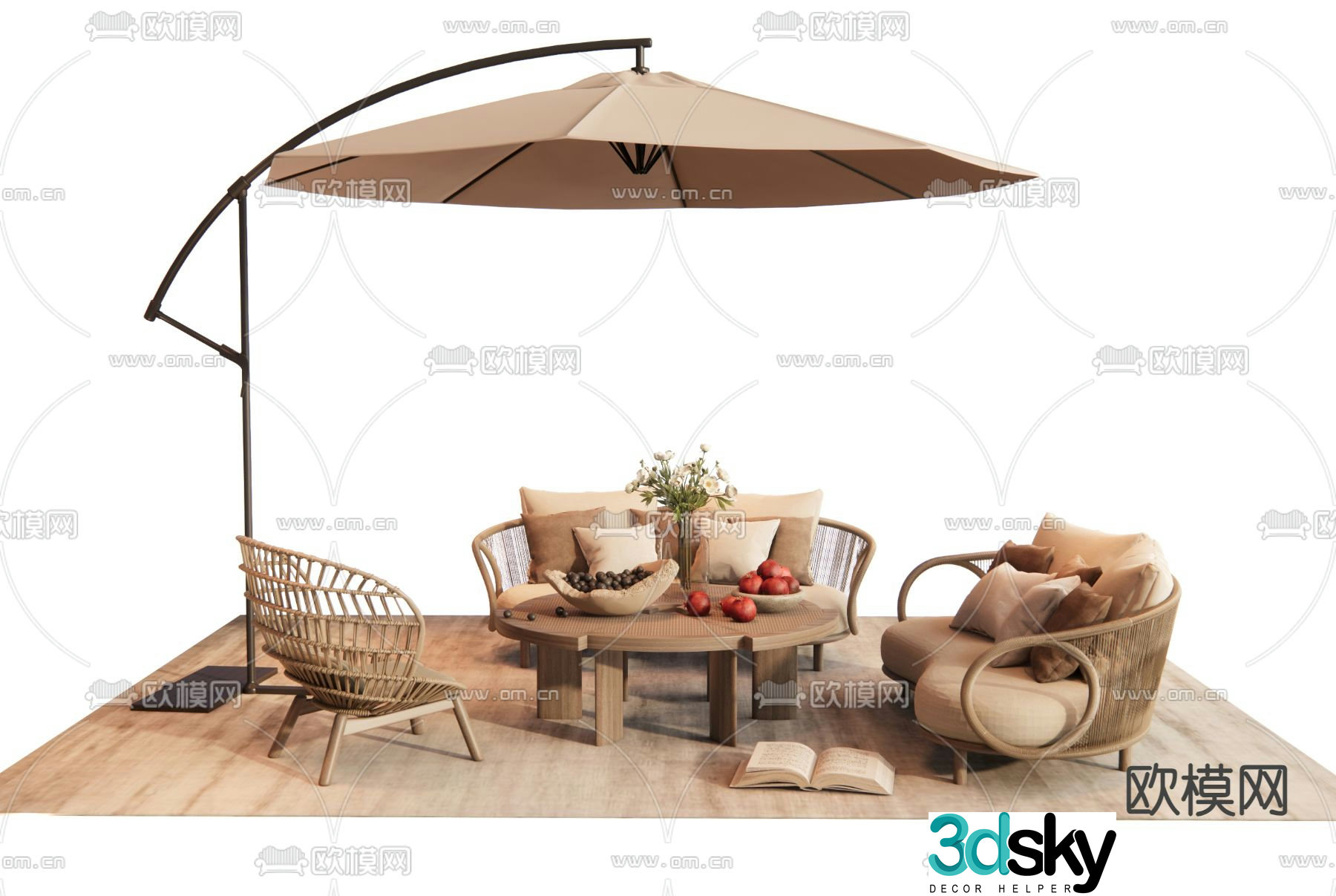 Outdoor sofa modular sofa 3d model
