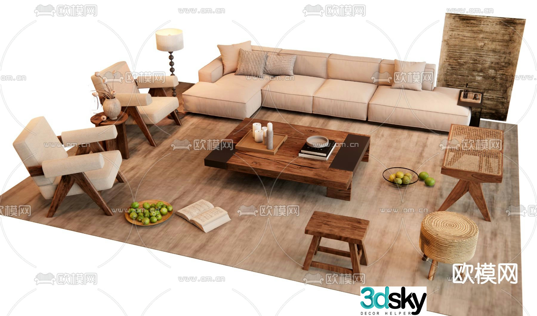 Medieval style modular sofa corner sofa 3d model