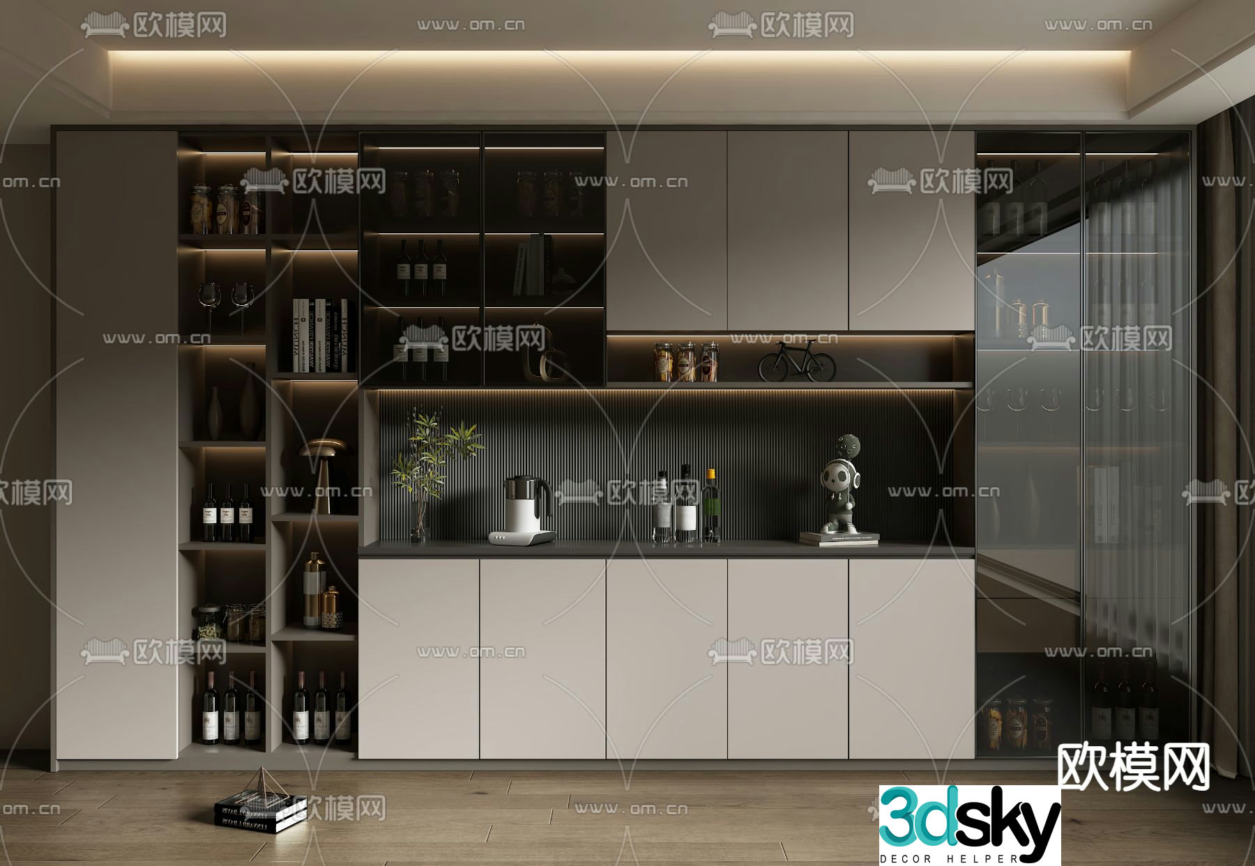 Modern wine cabinet 3d model