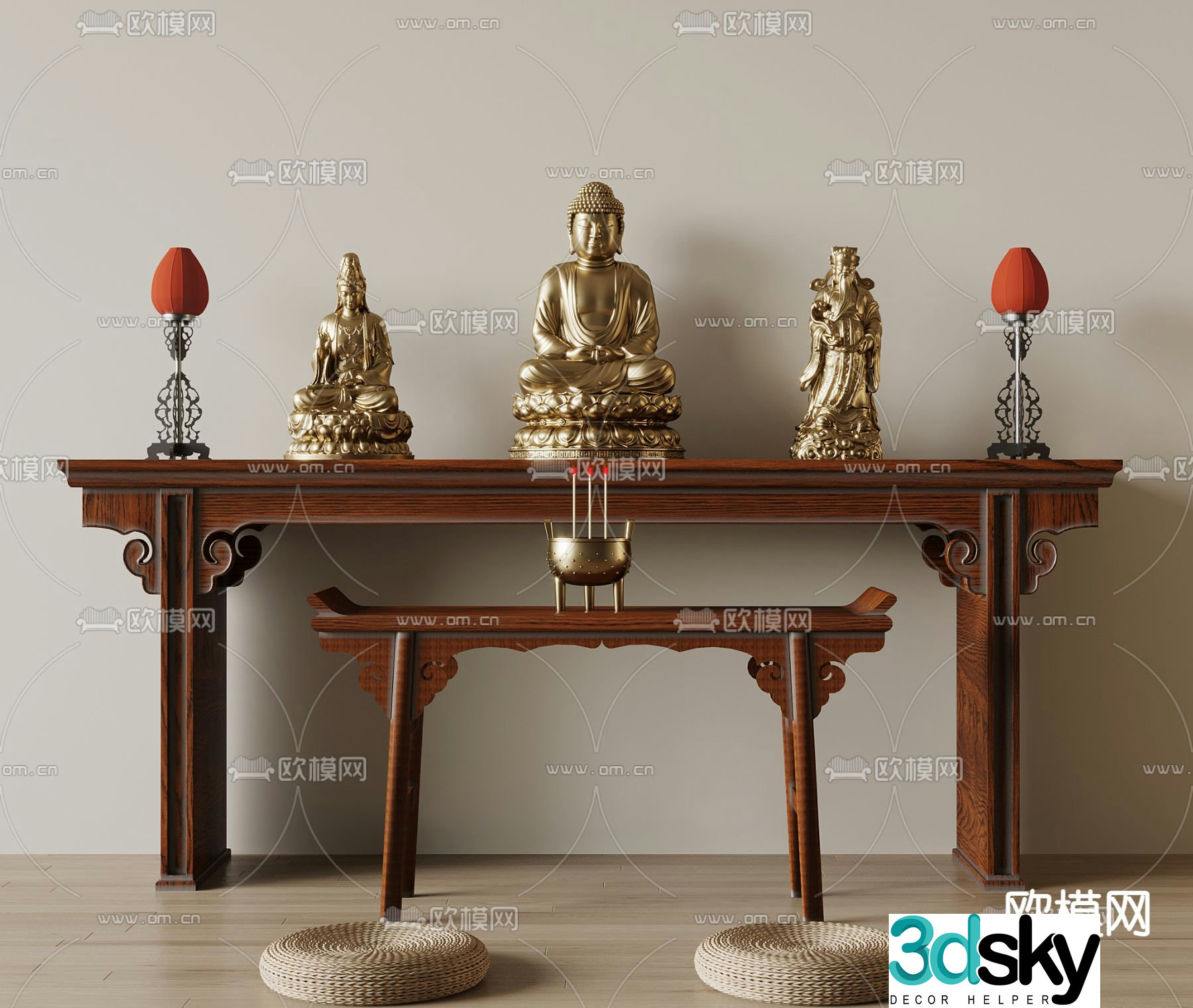Chinese Buddhist niche Buddhist hall 3D model