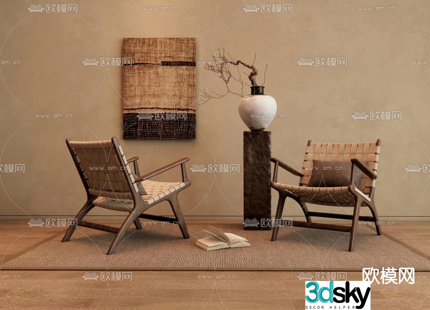 Wabi-sabi style leisure chair 3d model