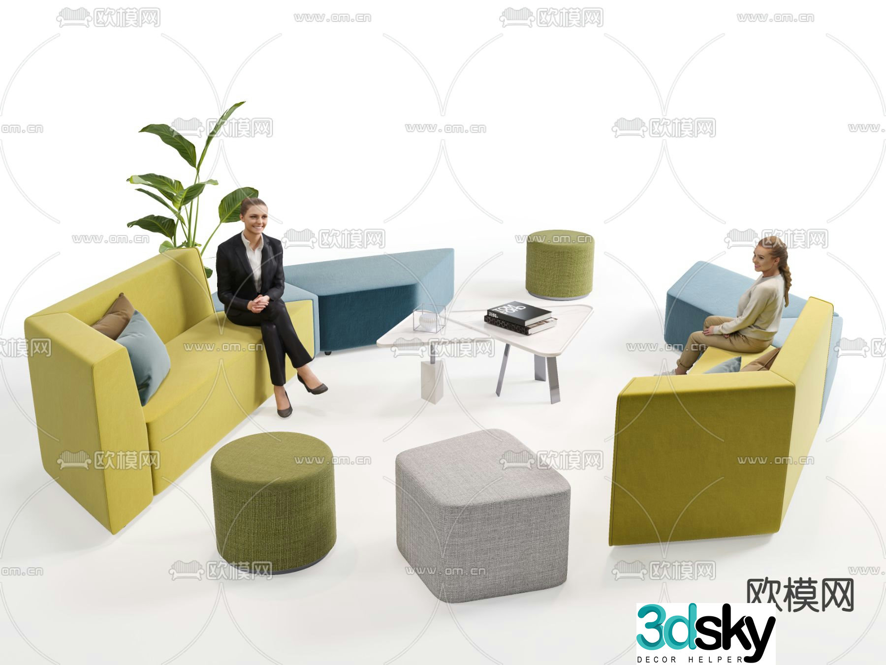 Office sofa booth sofa 3d model