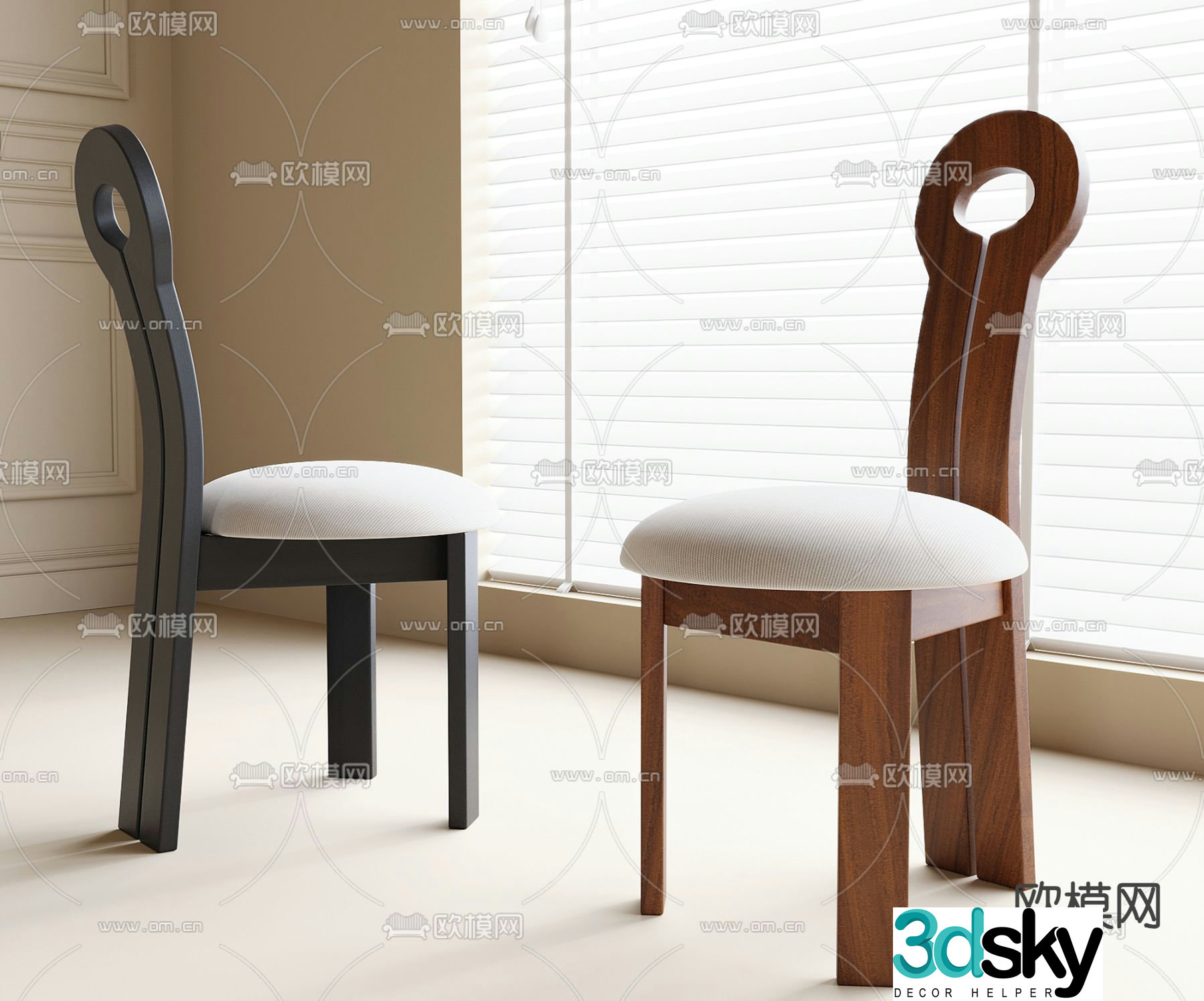 Medieval style chair dining chair 3d model