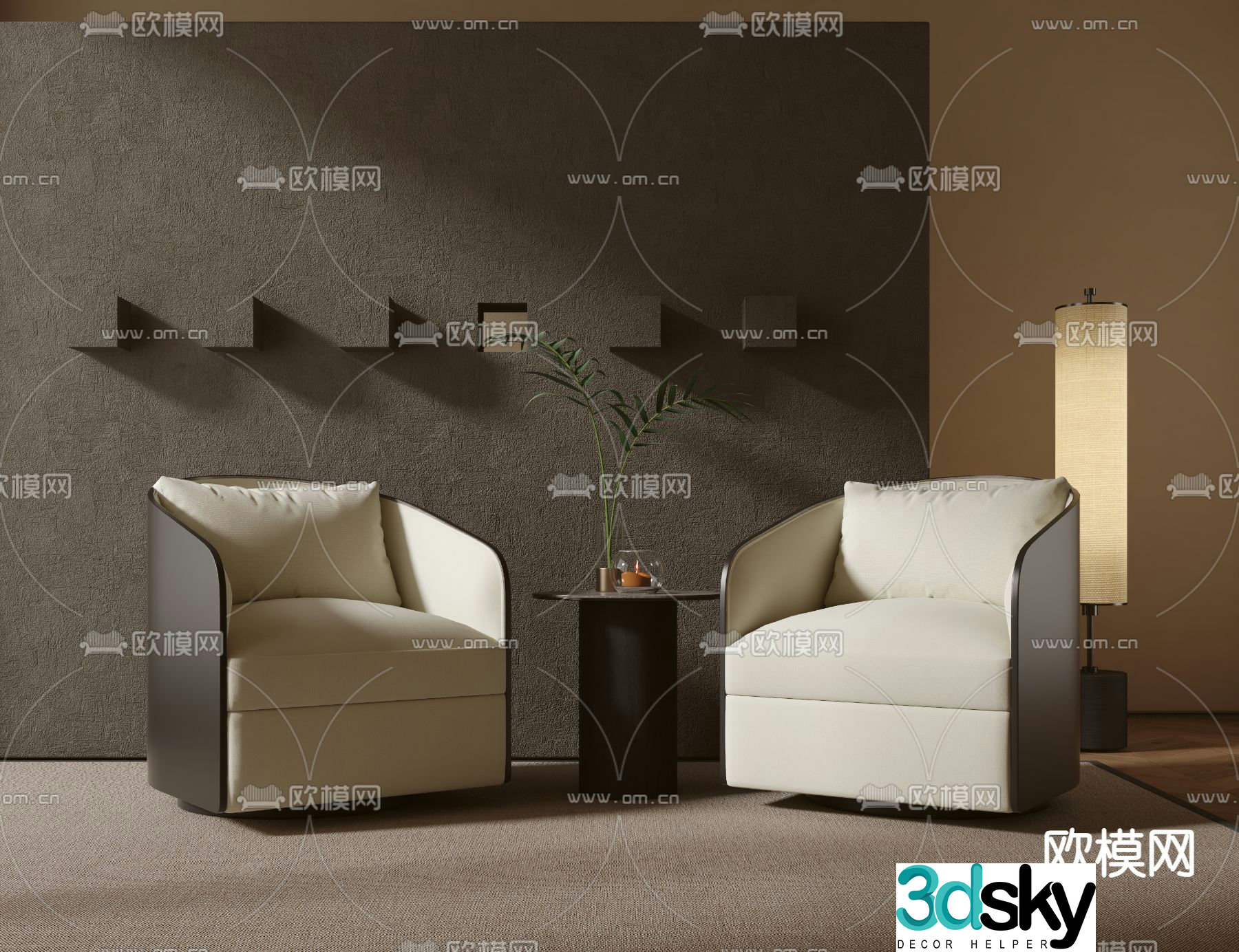 Modern waiting chair leisure sofa 3d model