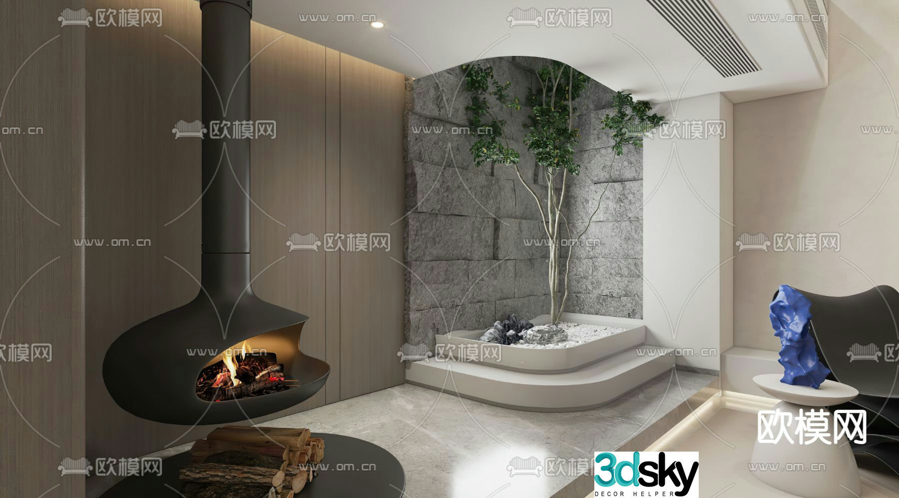 Interior landscape lightwell 3d model
