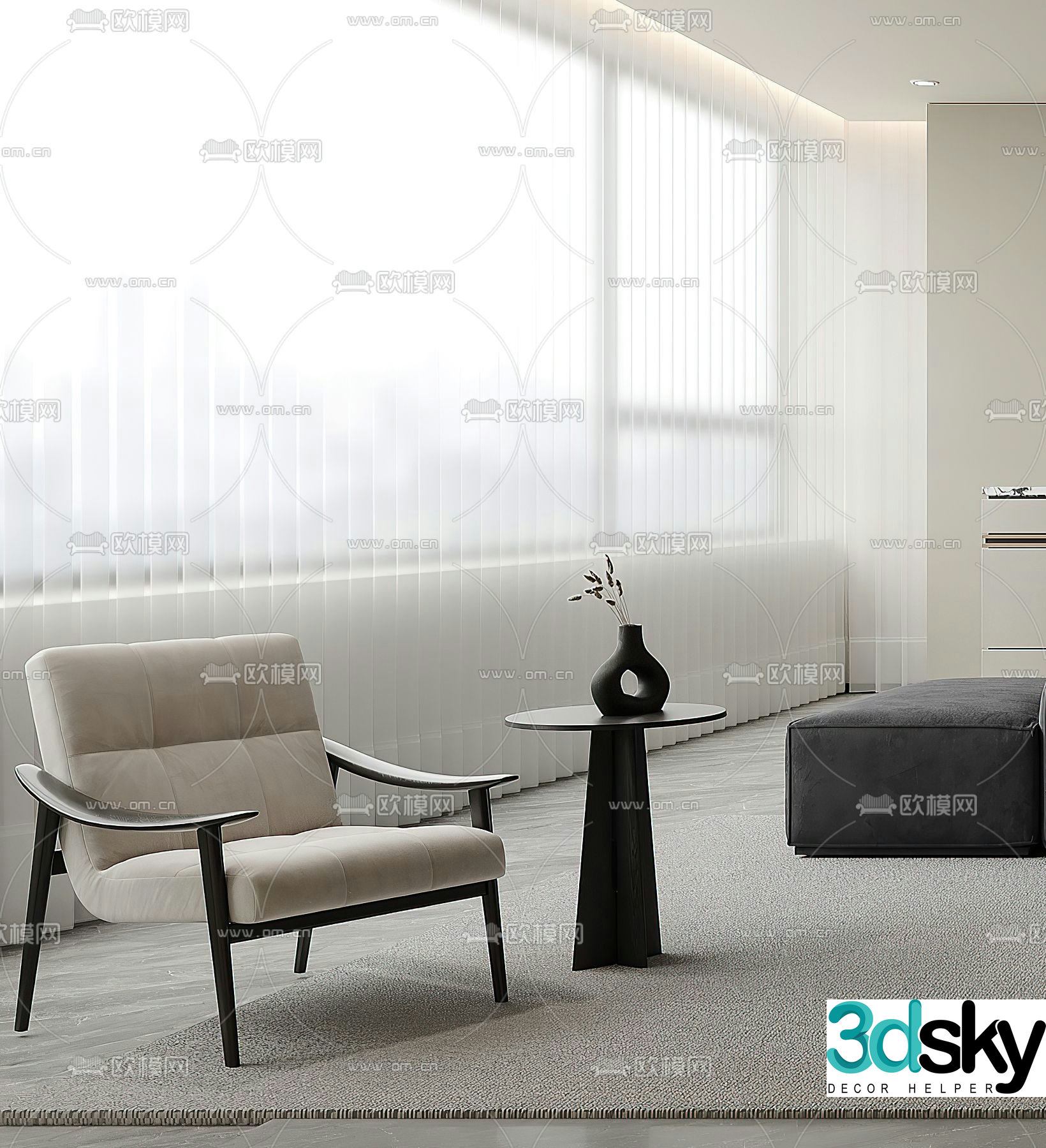 Italian style leisure chair 3d model