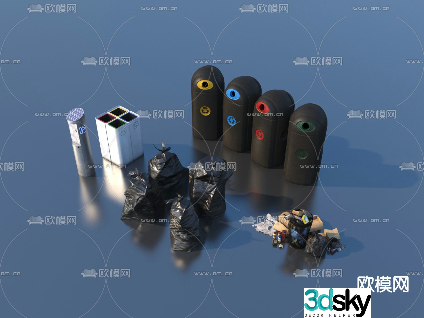 Public facilities Trash can Trash can 3d model