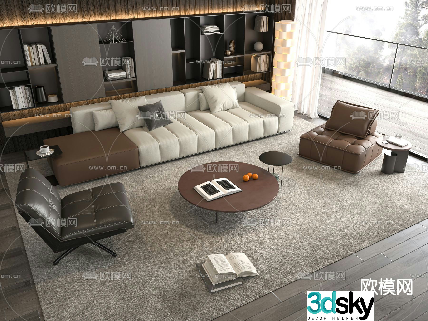 Modern modular sofa leather sofa 3d model