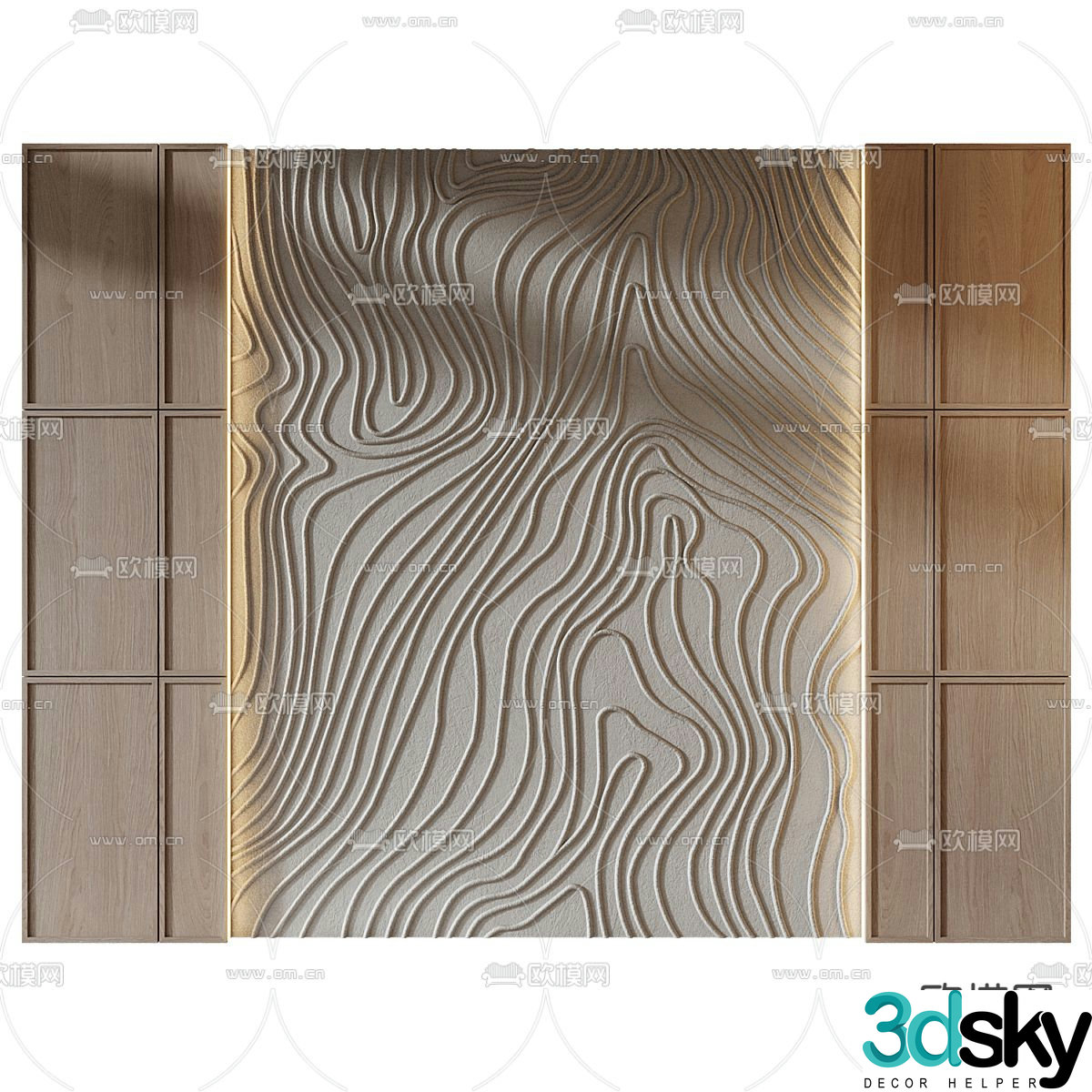 Modern bedside background wall sofa background wall 3d model