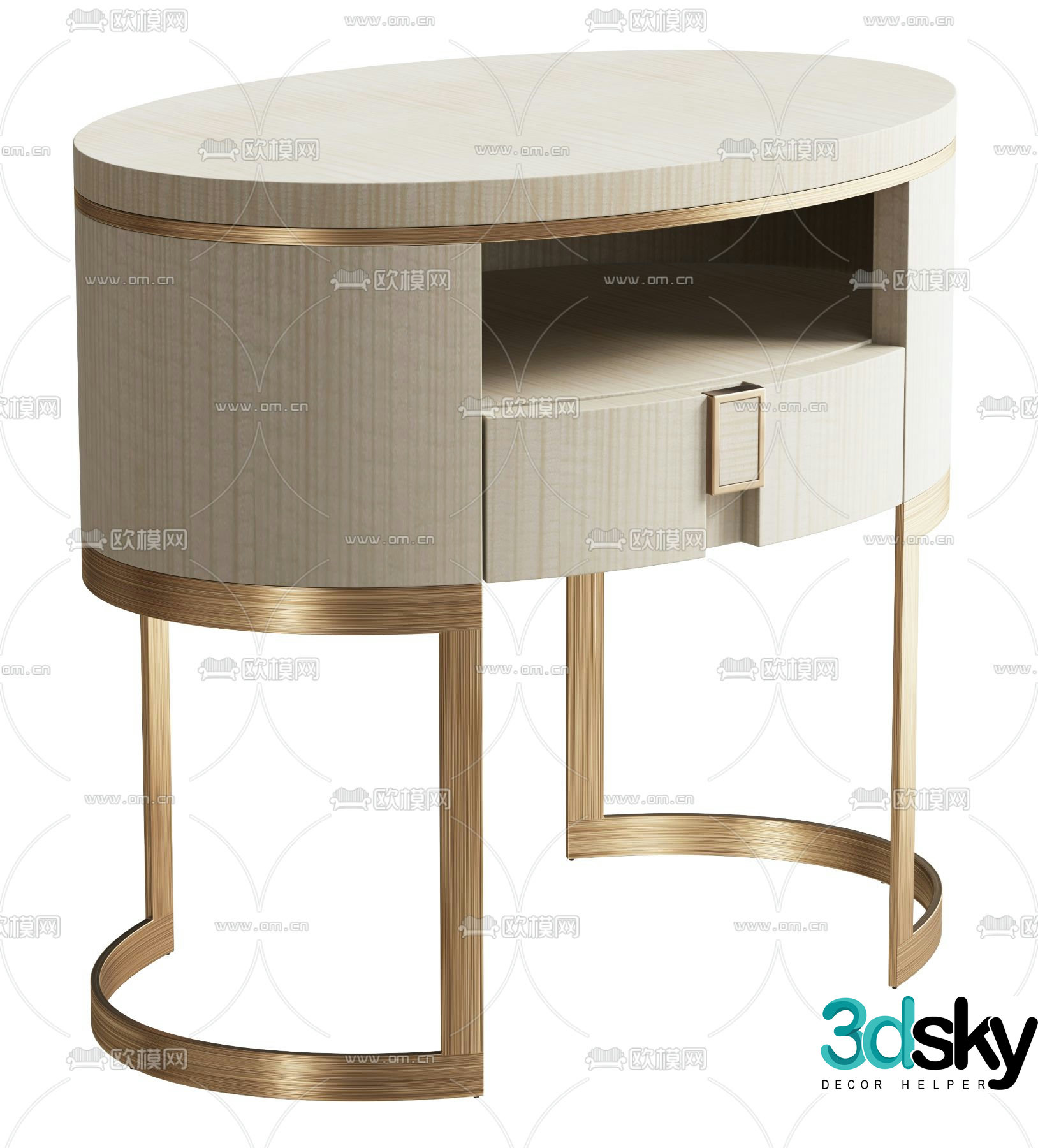 Light luxury bedside table 3D model