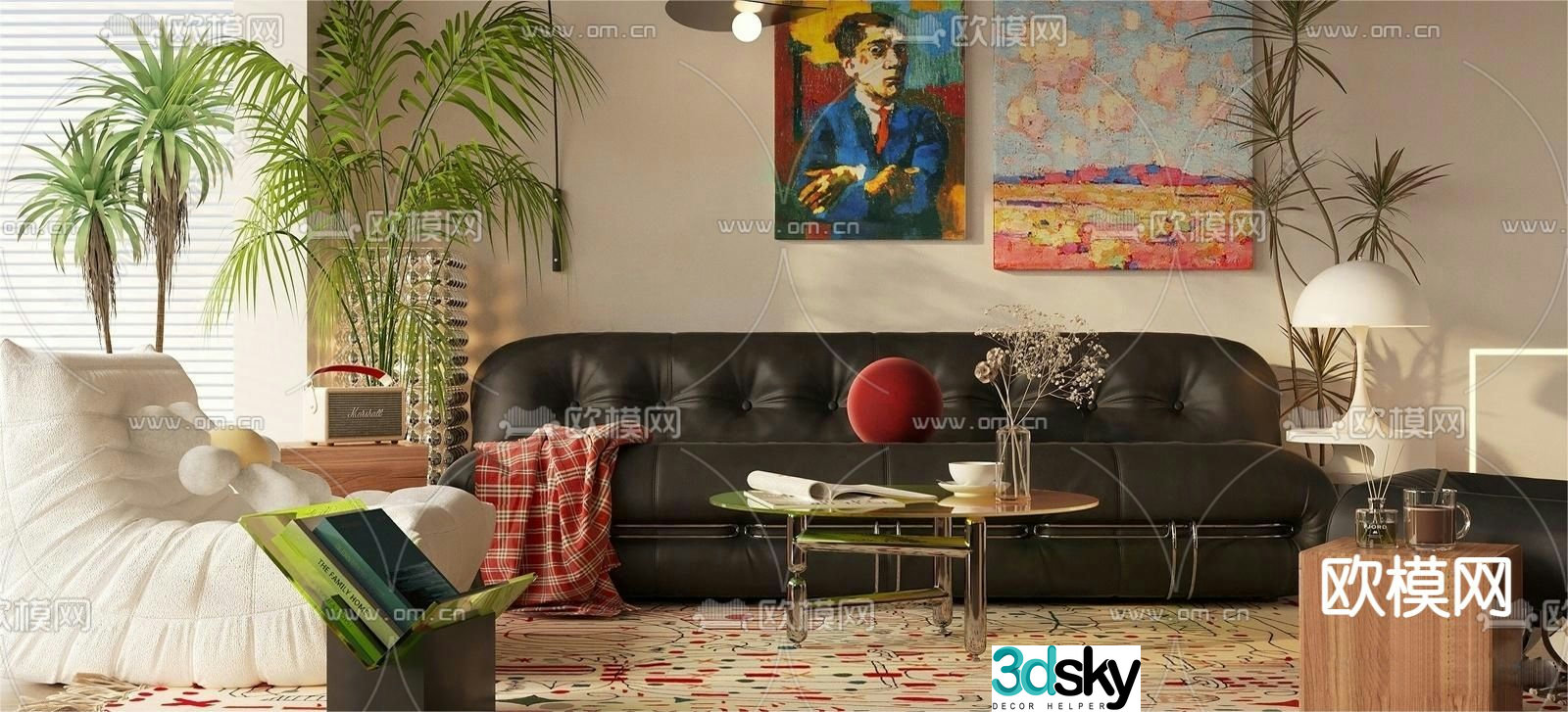 French sectional sofa 3d model