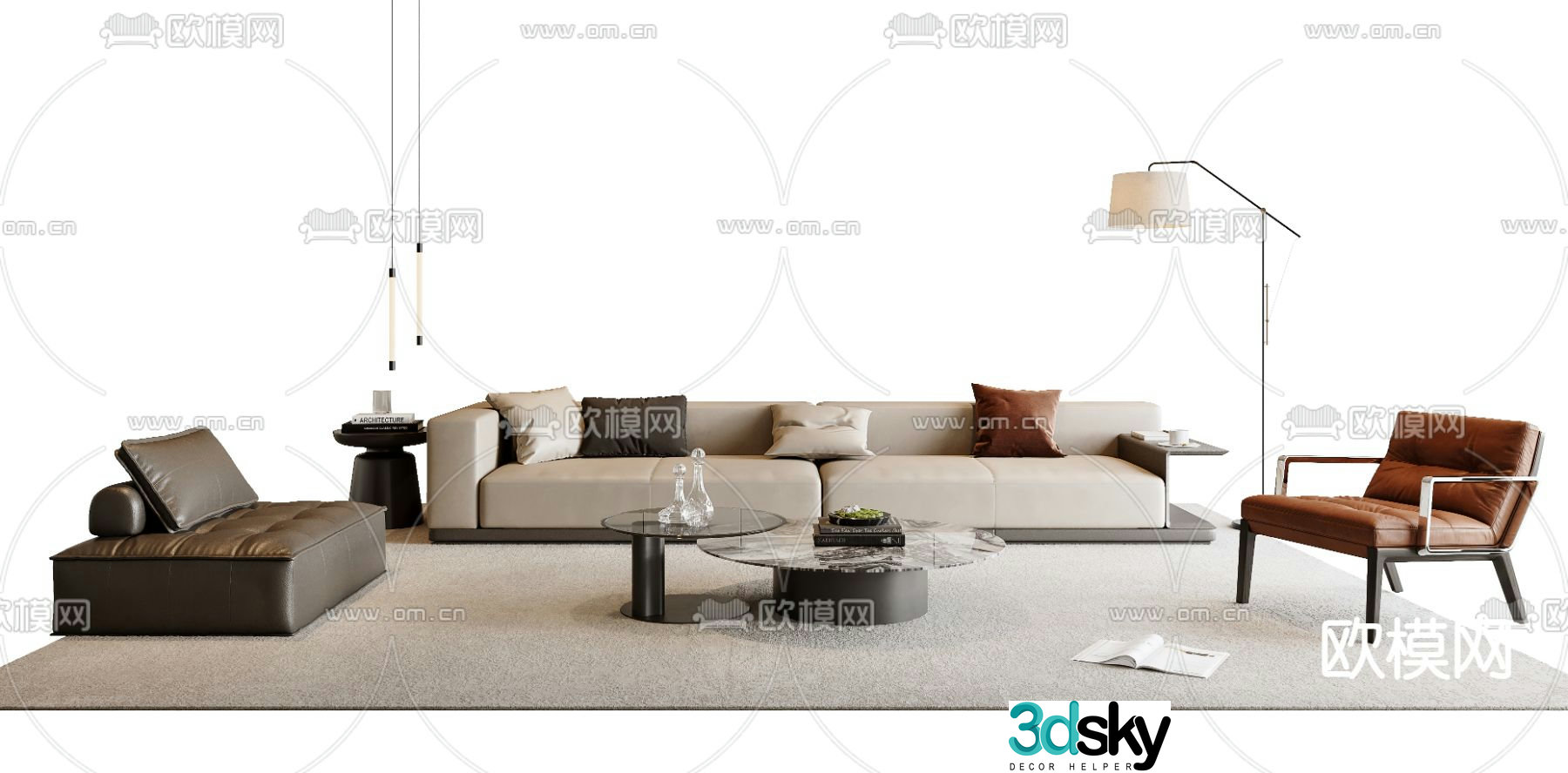 Italian sofa modular sofa 3d model