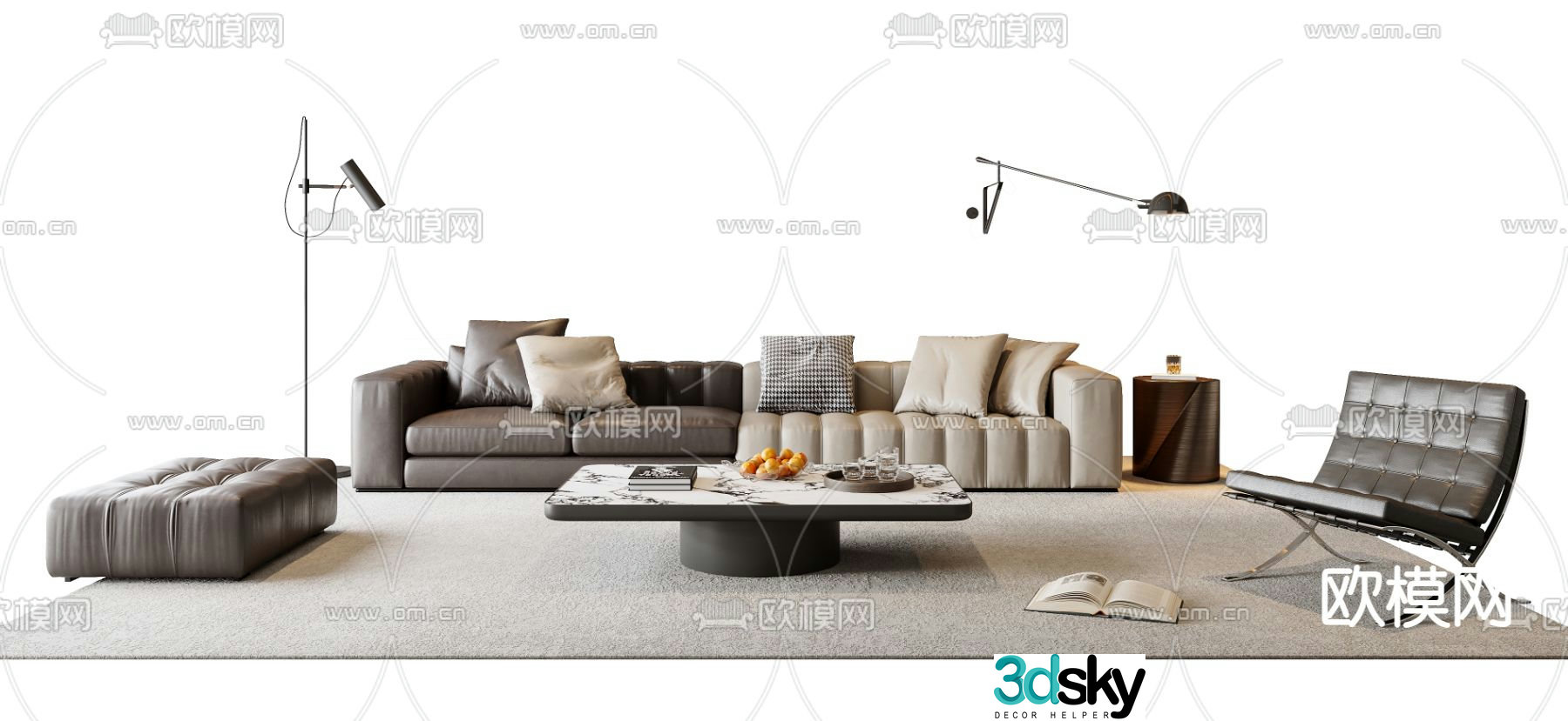 Italian sofa modular sofa 3d model