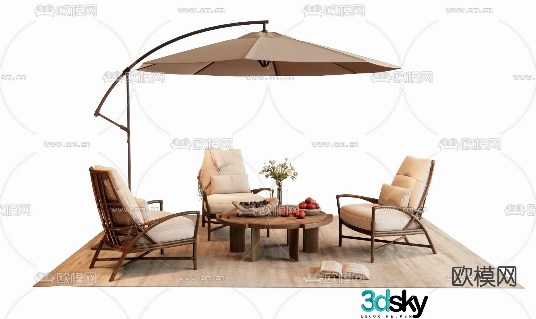 Outdoor tables and chairs courtyard tables and chairs 3d model
